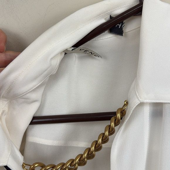 Givenchy GIVENCHY white silk logo scarf collared sleeveless blouse 10 Size L / US 10 / IT 46 - 10 Thumbnail