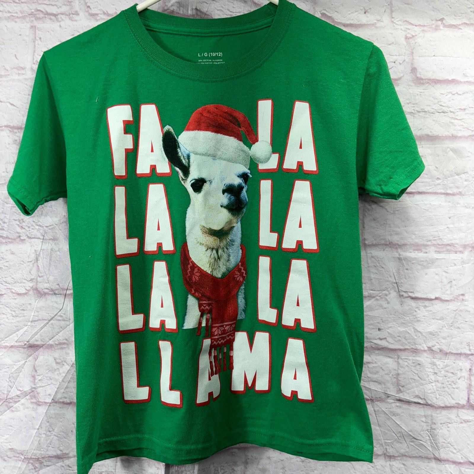 Other Green Christmas Llama Graphic T-Shirt Kids 10/12 Size US L / EU 52-54 / 3 - 1 Thumbnail