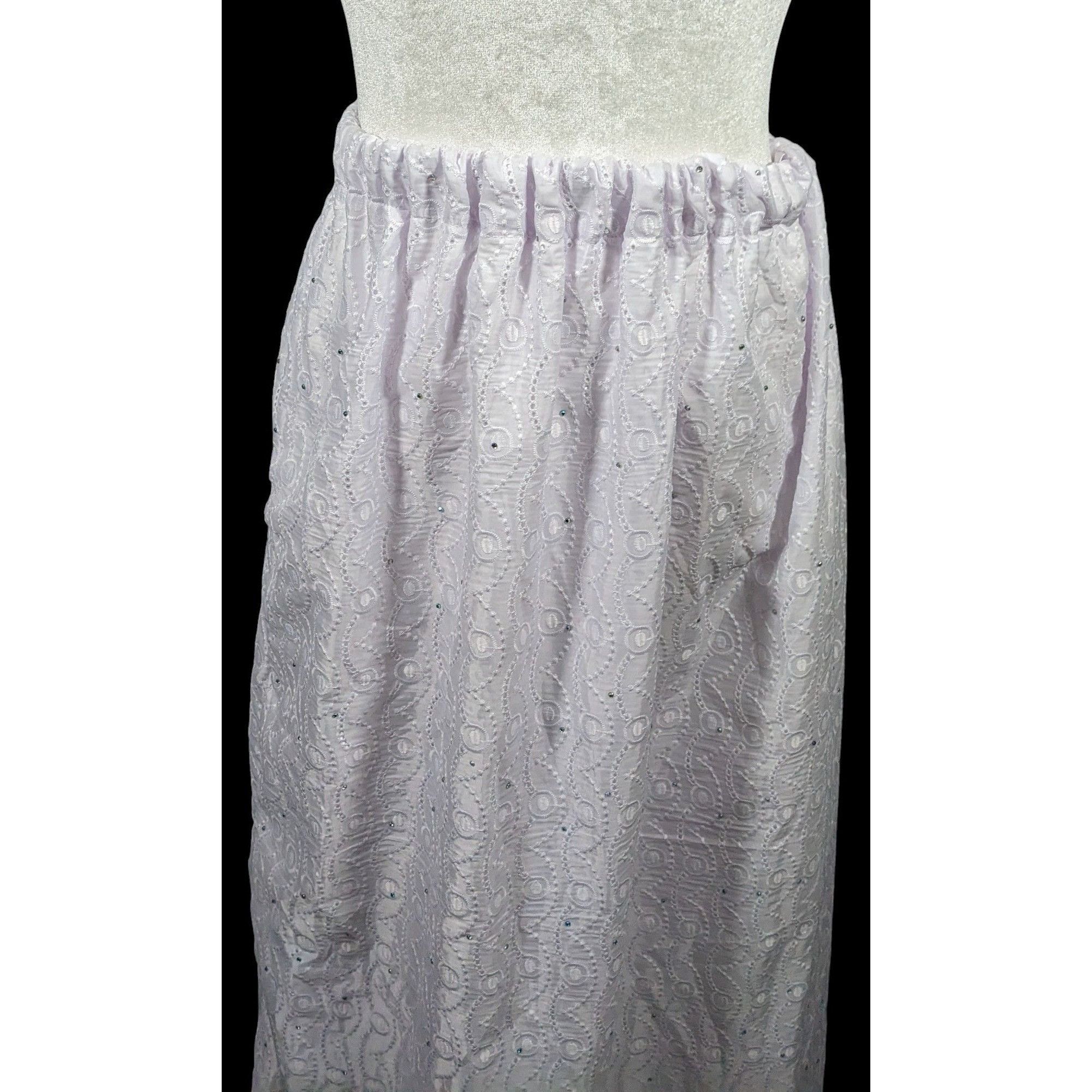 Handmade Handmade Floral Embroidered White With Purple Tint Maxi Skir Size 34" / US 12 / IT 48 - 4 Thumbnail