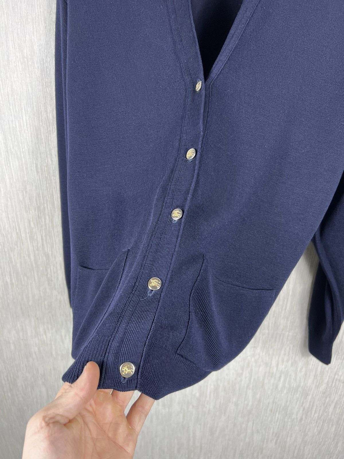 Burberry Vintage 90s Burberrys merino wool navy old money cardigan Size M / US 6-8 / IT 42-44 - 6 Thumbnail