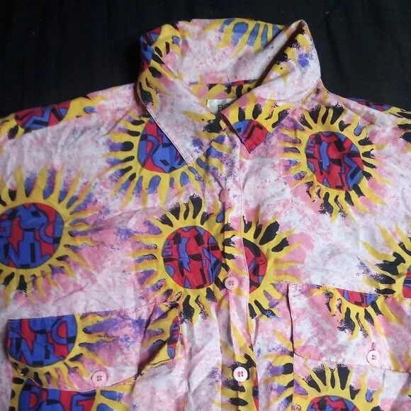 Other Vintage Bogari Sun Pattern Silk Button Shirt Size M / US 6-8 / IT 42-44 - 1 Thumbnail