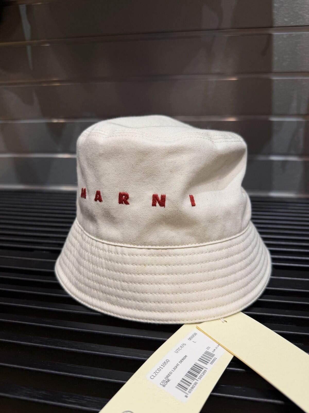 The Unbranded Brand MARNI Organic Gabardine Embroidered Logo Bucket Hat (L) Size ONE SIZE - 2 Thumbnail