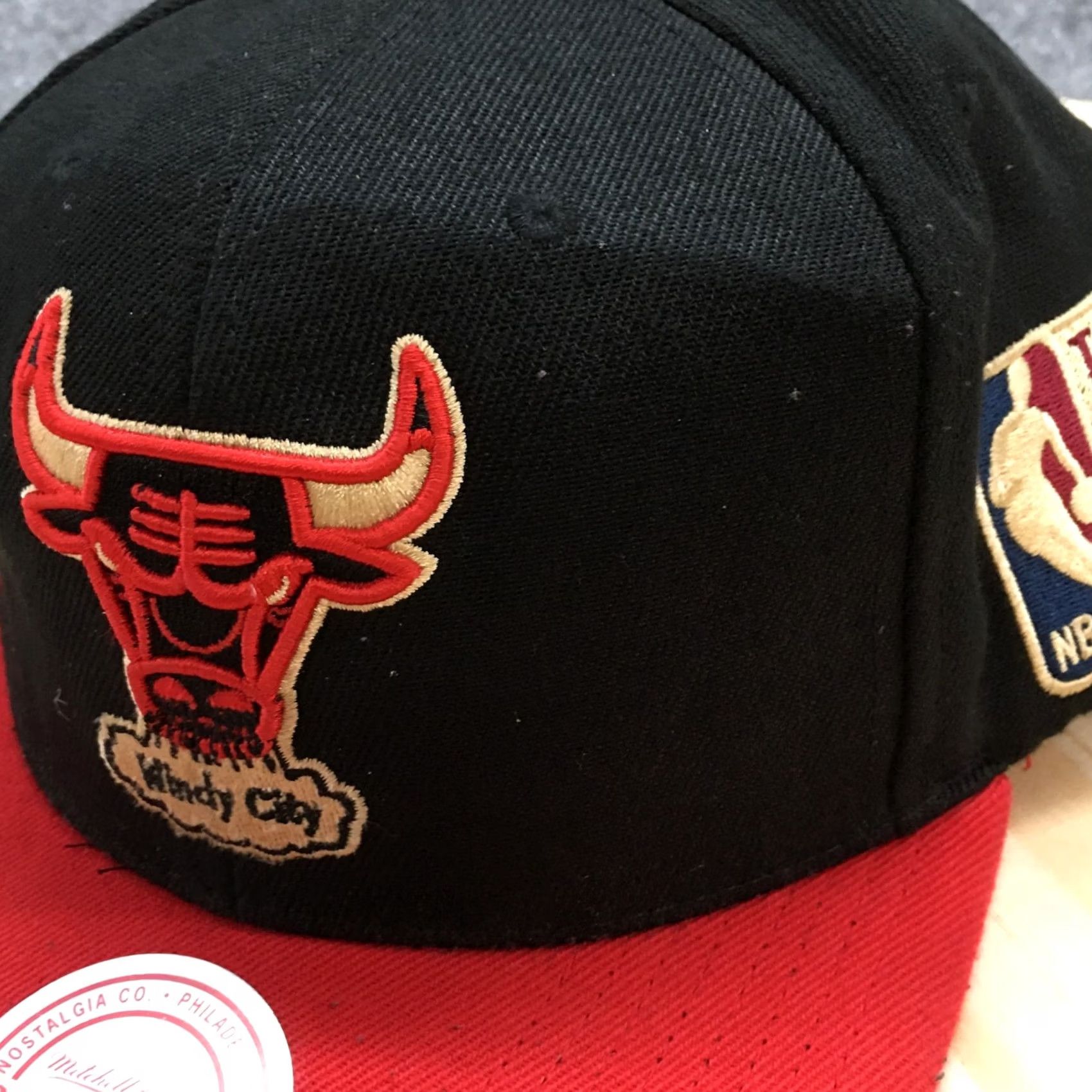 Mitchell & Ness Mitchell & Ness Chicago Bulls Snapback Hat Mens Black OS Adjustable Flat Brim Size ONE SIZE - 3 Thumbnail