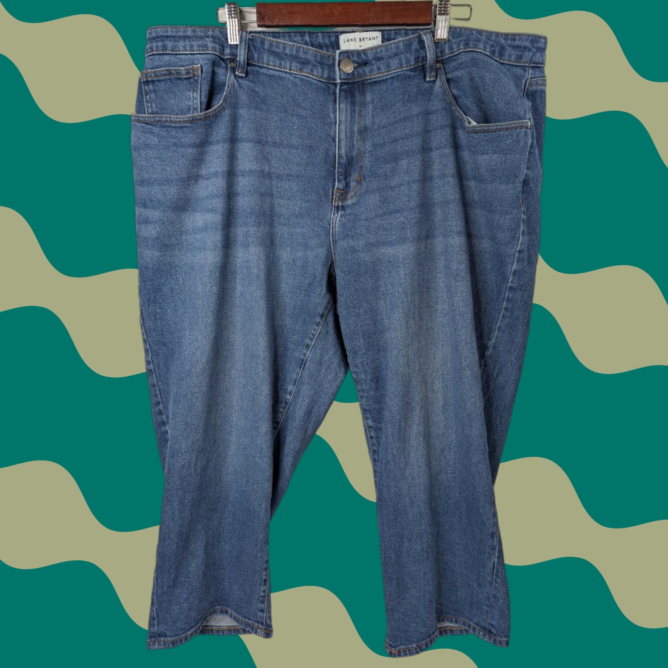 Vintage Lane Bryant Women's Plus Size 20 Signature Mid-Rise Boyfriend Capri Jeans Blue Cotton Polyester Spandex Denim Crop Pockets Button Zipper N/A Size ONE SIZE - 1 Thumbnail