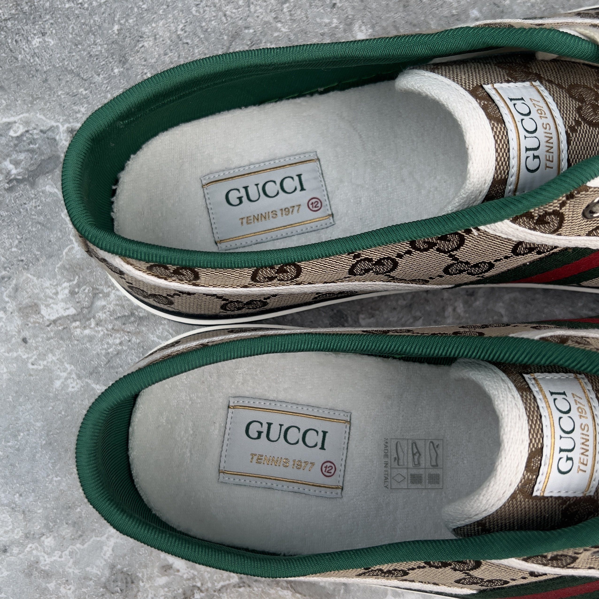 Gucci Tennis 1977 GG Low Top Sneakers Monogram Beige Fabric Size US 12.5 / EU 45-46 - 10 Thumbnail