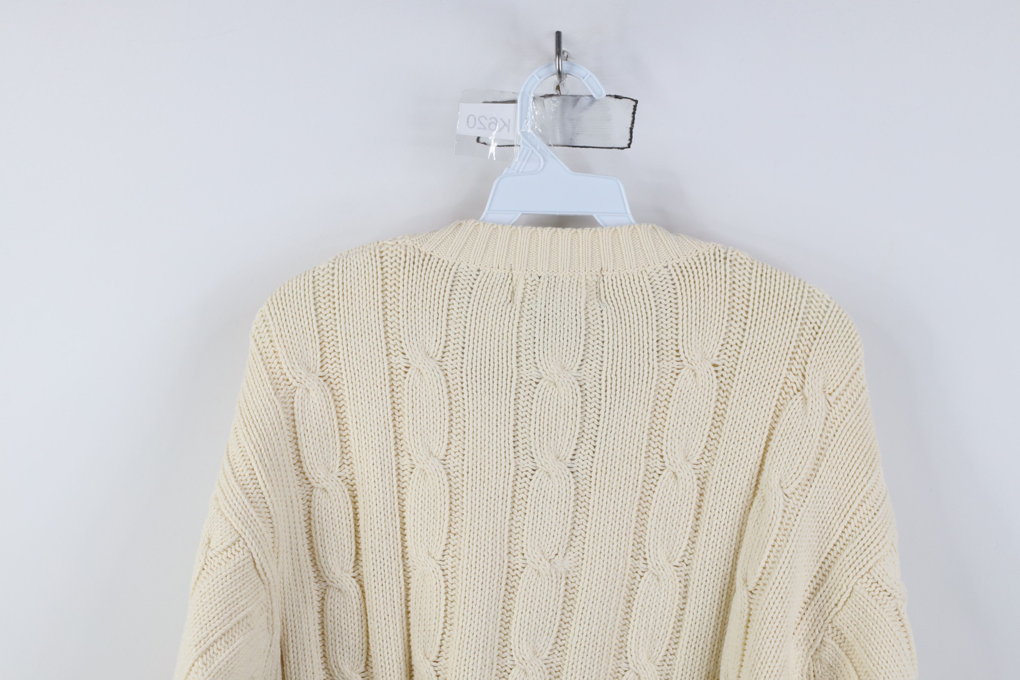 Eddie Bauer Vintage 90s Eddie Bauer Chunky Cable Knit Sweater Cream Size XL / US 12-14 / IT 48-50 - 9 Thumbnail