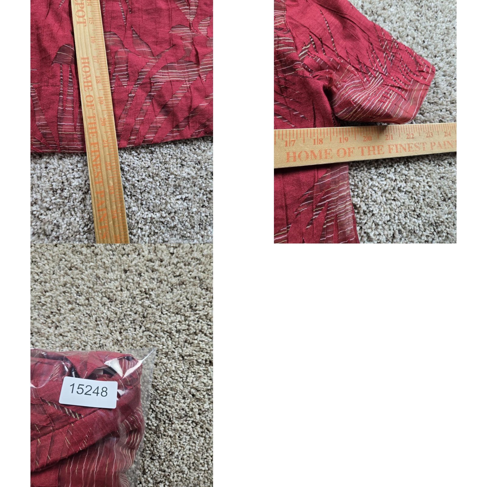 Vintage Maeve Blouse Shirt Womens 0 Red Short Sleeve Button Front Collared Sheer Burnout Casual Size XS / US 0-2 / IT 36-38 - 8 Thumbnail
