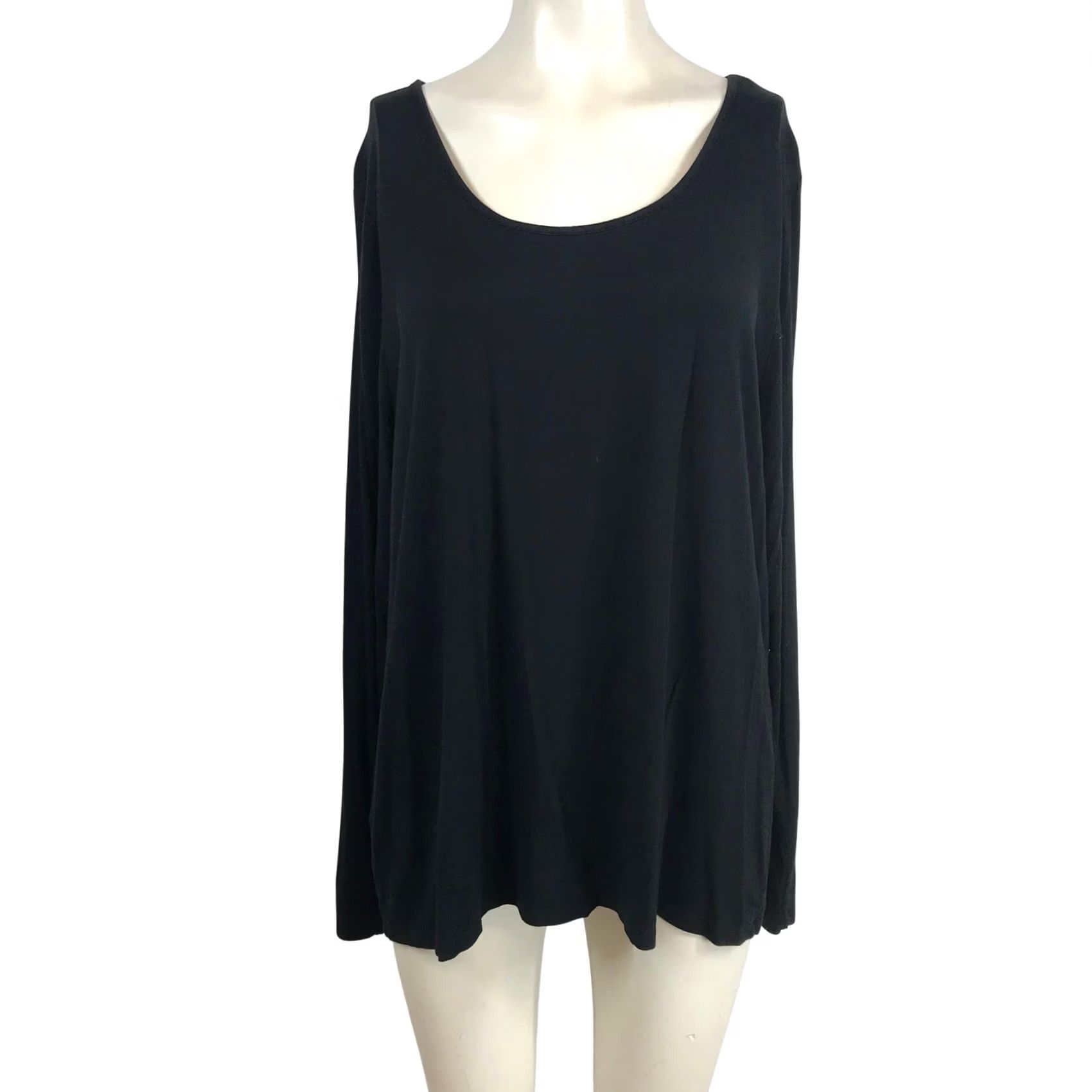 Vintage Soma Womens Black Long Sleeve Scoop Neck Relaxed Fit Rayon Blend Top L Size L / US 10 / IT 46 - 2 Thumbnail