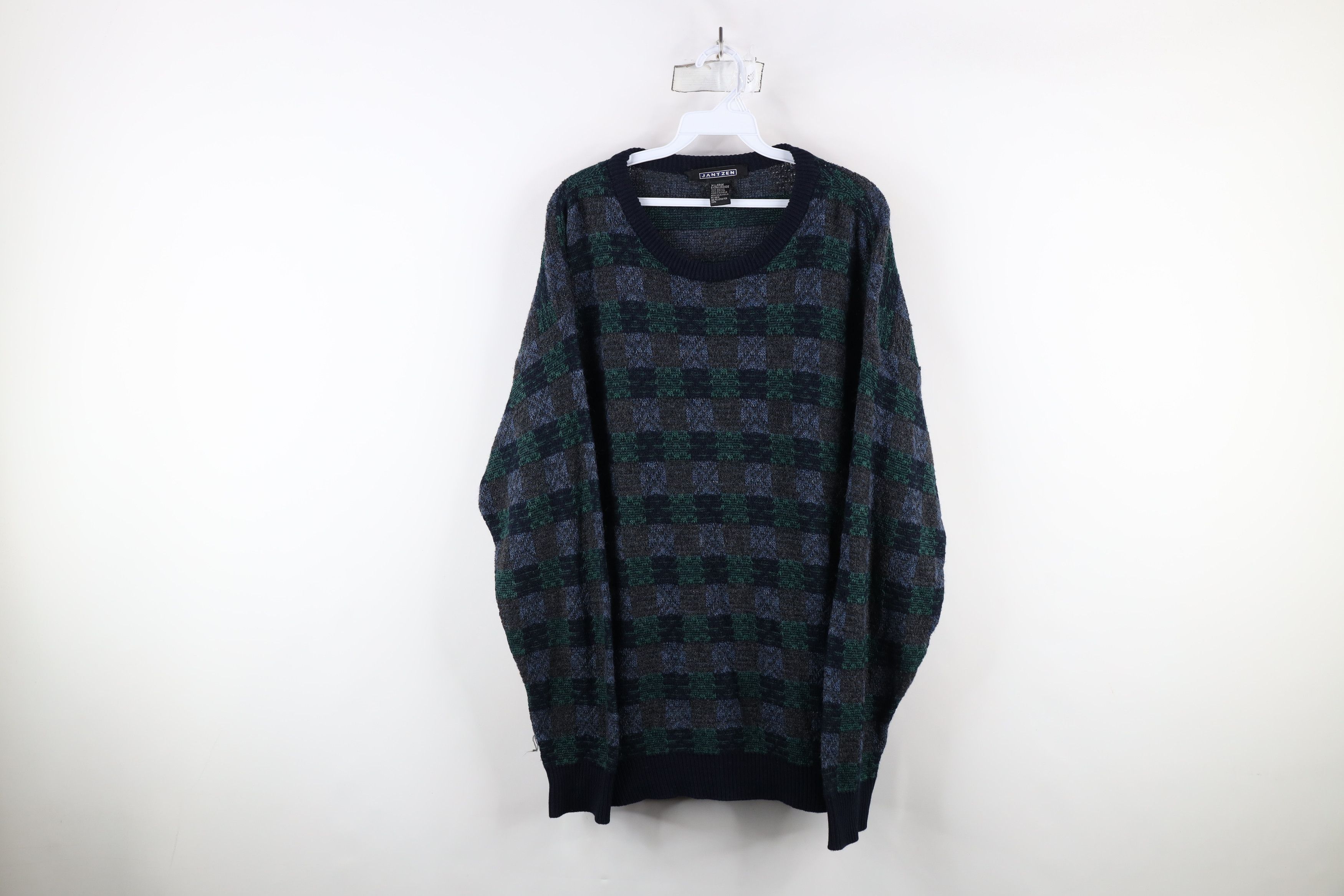 Vintage Vintage 90s Streetwear Knit Checkered Crewneck Dad Sweater Size US XL / EU 56 / 4 - 1 Thumbnail