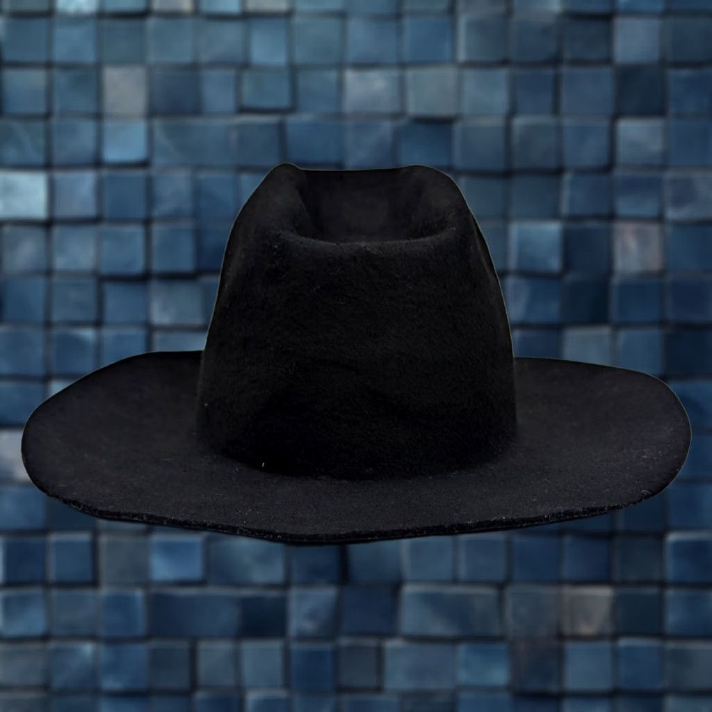 FELT VINTAGE Longhorn Kit Carson Felt Fedora Western Hat 23.5" Circ 7 3/8 Black Fedora Mens Hat Size ONE SIZE - 1 Thumbnail