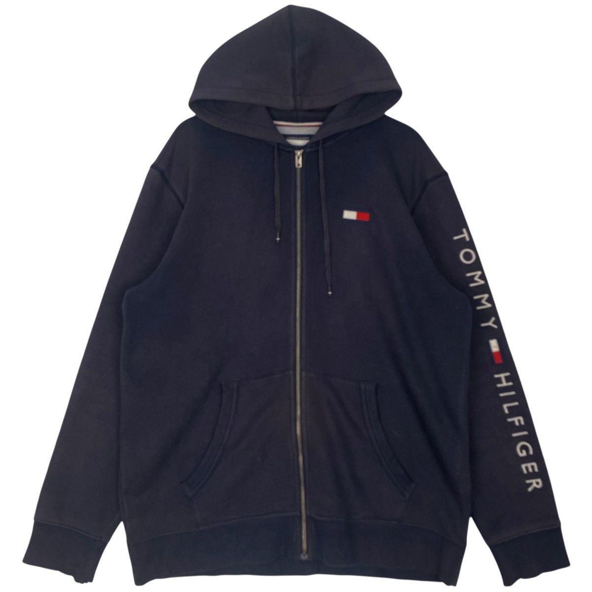 Vintage Vintage Tommy Hilfiger Full Zip Hoodie Sweater Navy Blue Size US XXL / EU 58 / 5 - 1 Thumbnail