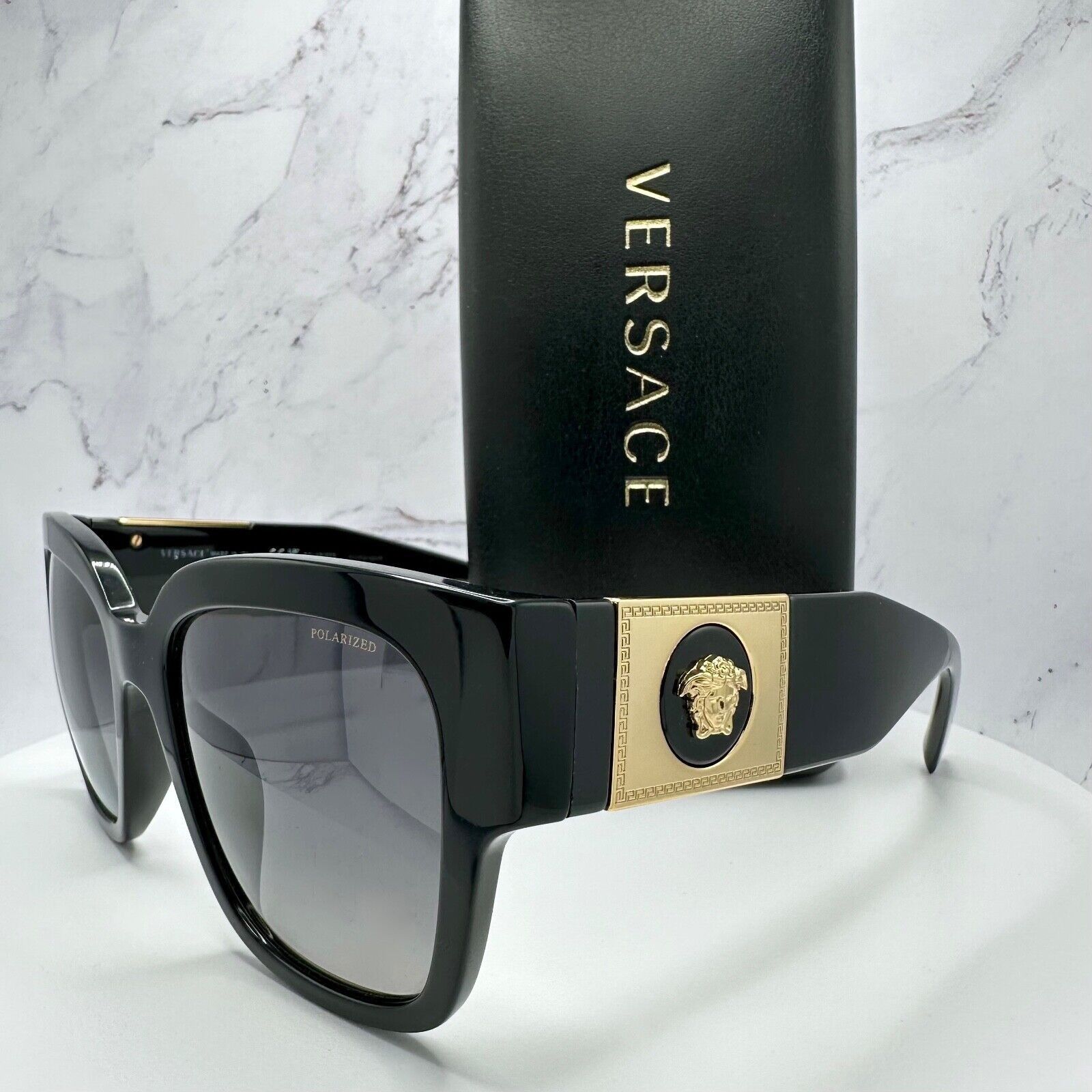 Versace New VERSACE Sunglasses Polarized Black Gold Medusa Square Size ONE SIZE - 7 Thumbnail
