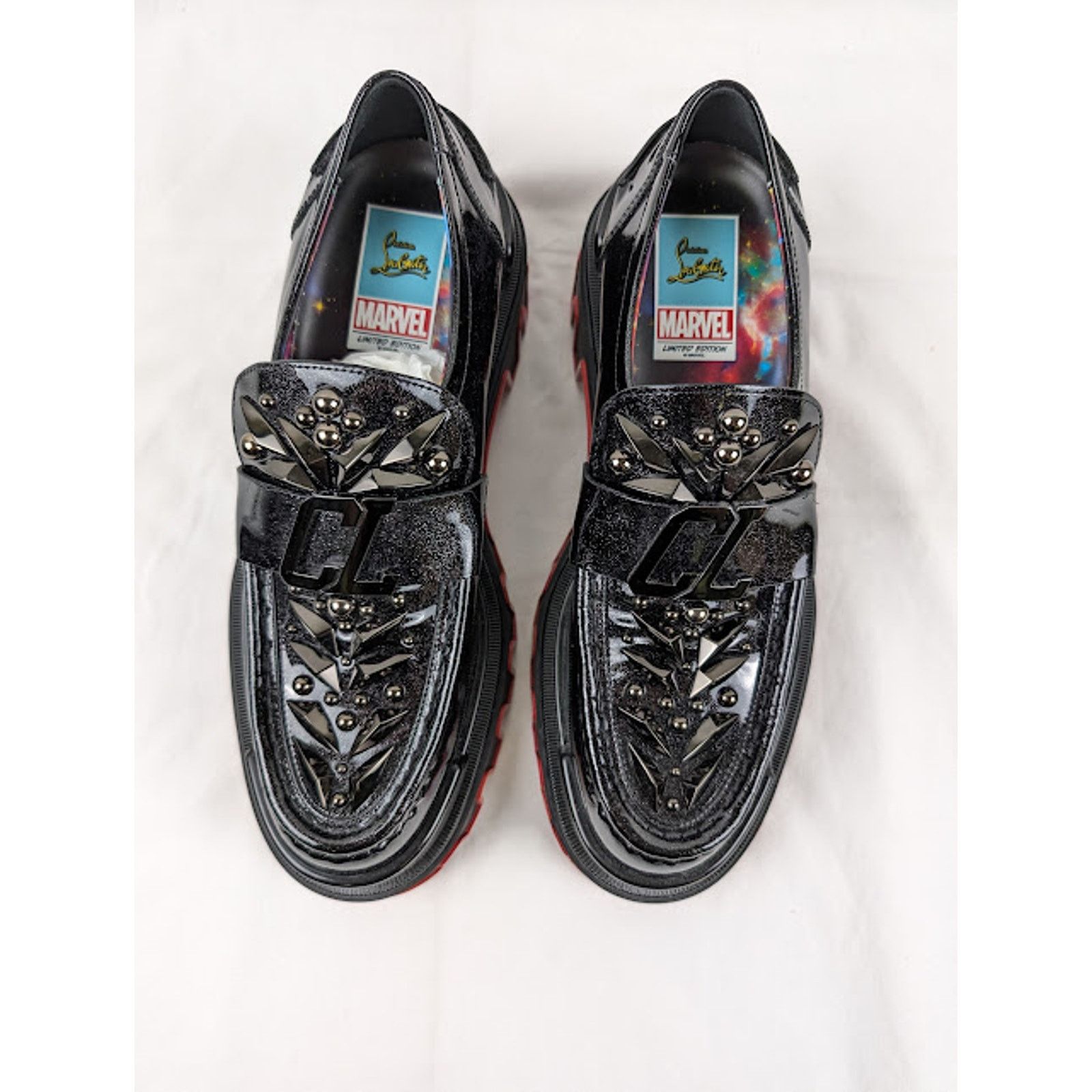 Christian Louboutin o1rshd1 The Amazing Loubi Flat Shoes Black/BK Gun/Lin Cosmos Size US 11 / EU 44 - 12 Thumbnail