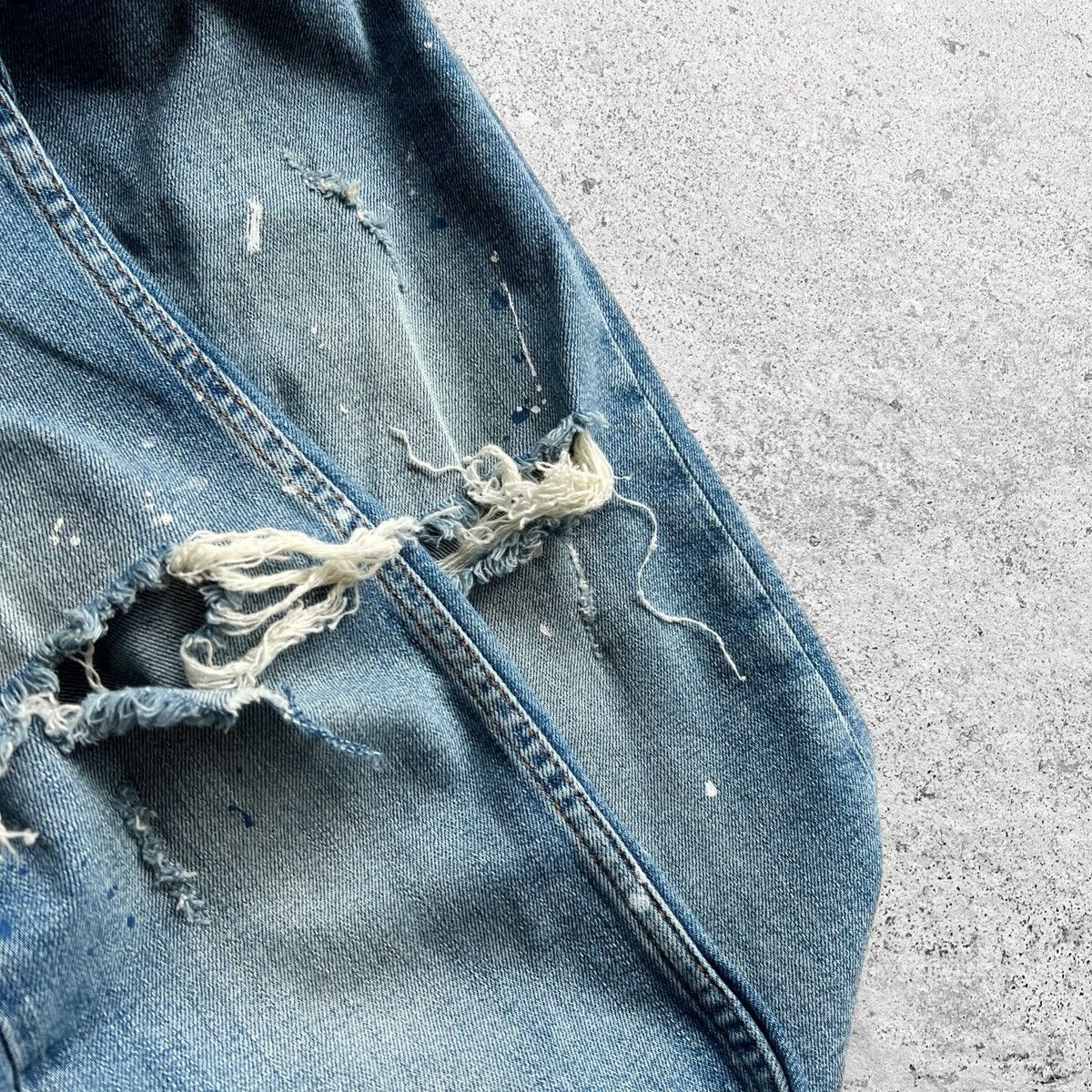 Zara Zara Man Distressed Blue Denim Slim Stretch Jeans Button Size US 30 / EU 46 - 8 Thumbnail