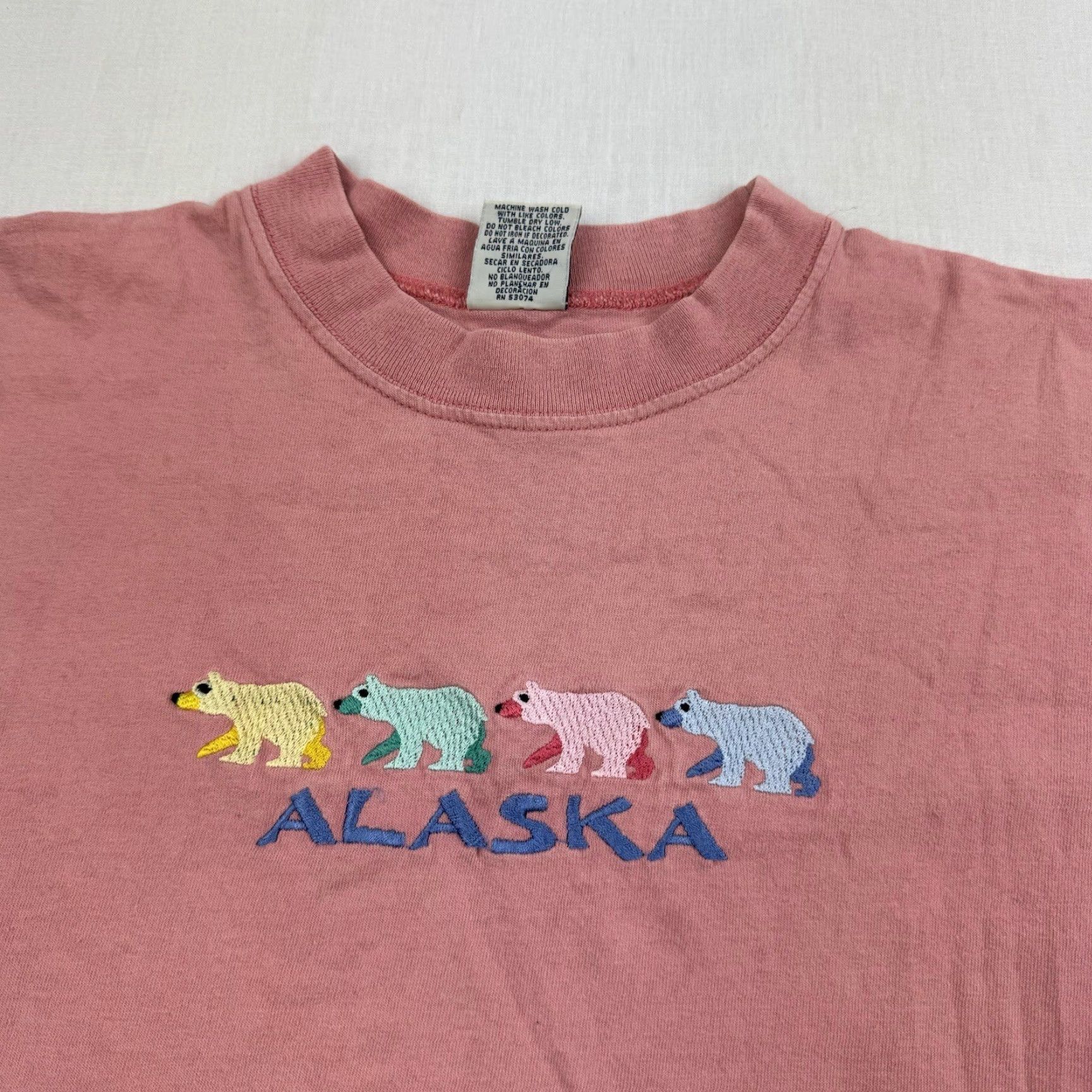 Vintage VINTAGE Alaska Shirt Adult Large Pink 90s Polar Bear Animals Mens Size US L / EU 52-54 / 3 - 2 Thumbnail