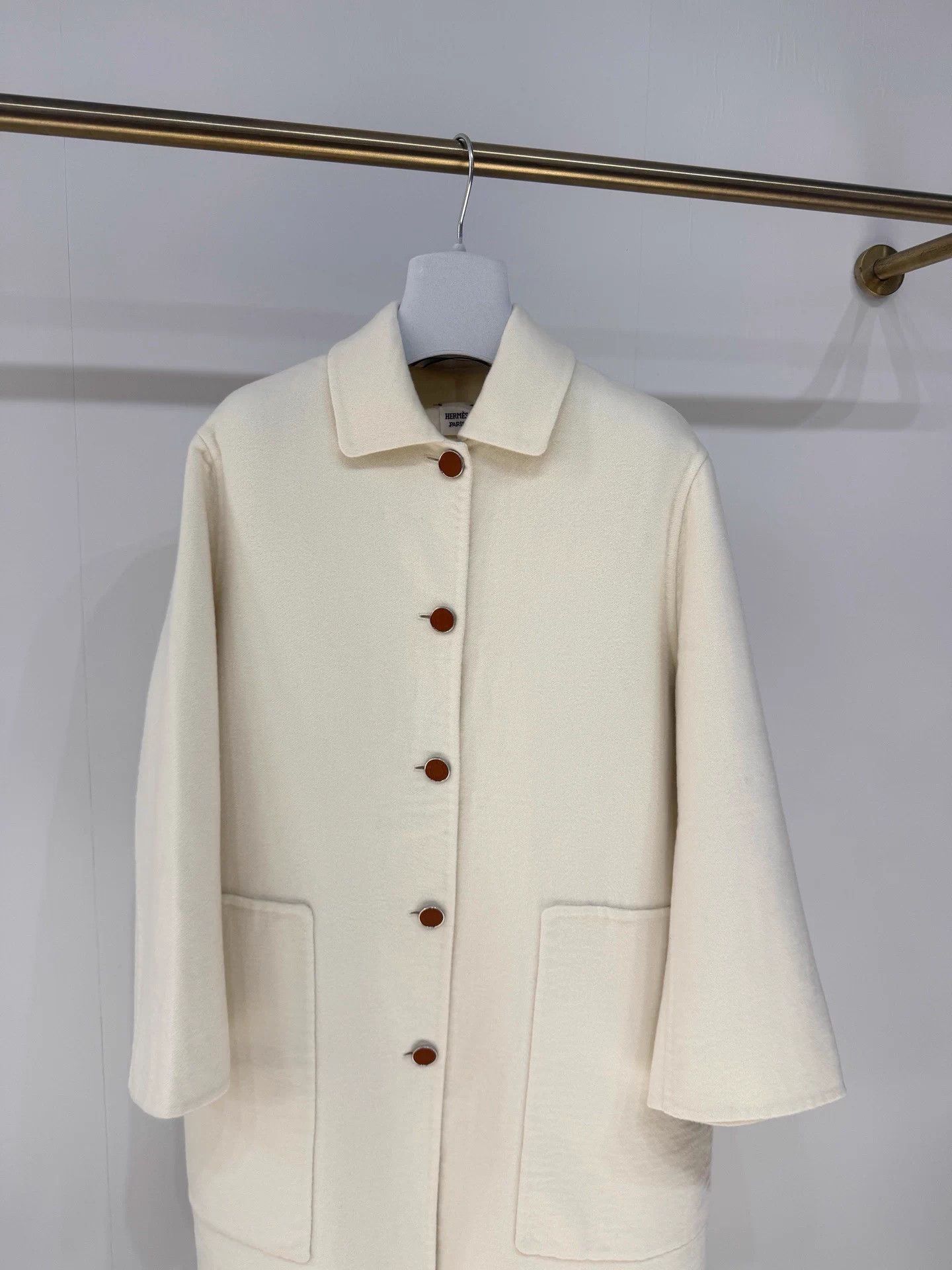 Hermes Hermes Long Cashmere Coat 36 Ivory 99% New Size XS / US 0-2 / IT 36-38 - 2 Thumbnail
