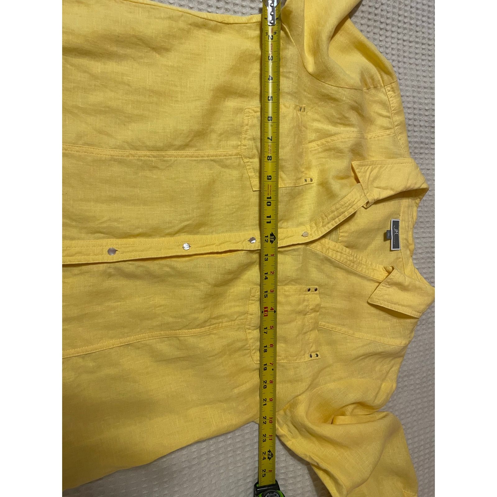 Other JM Collection Linen Cotton Yellow Button Up Top 14 Size XL / US 12-14 / IT 48-50 - 6 Thumbnail