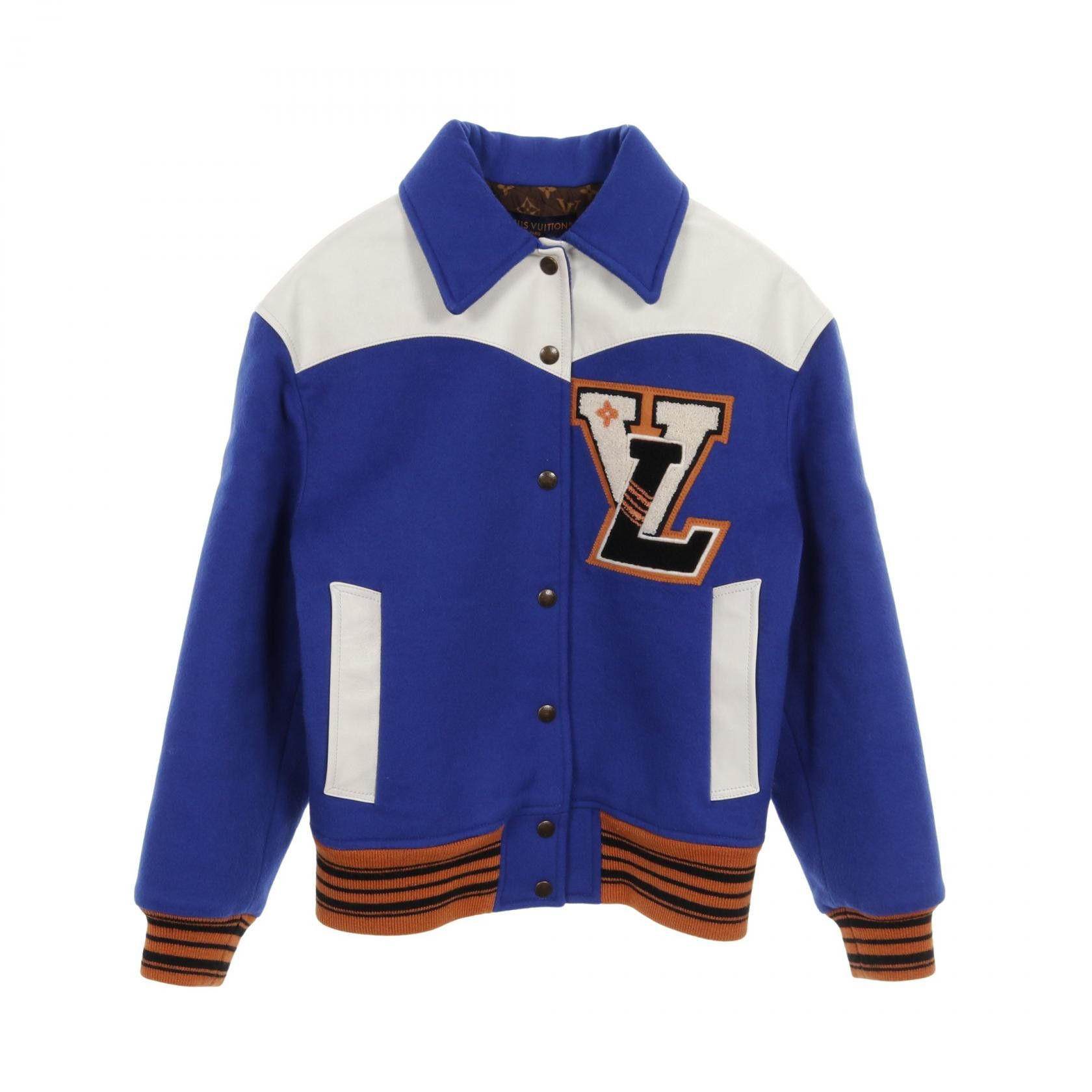 Louis Vuitton Louis Vuitton Louis Vuitton V Patch Wool Leather Jacket Textile Outerwear DUTY FREE for USA Size ONE SIZE - 1 Thumbnail
