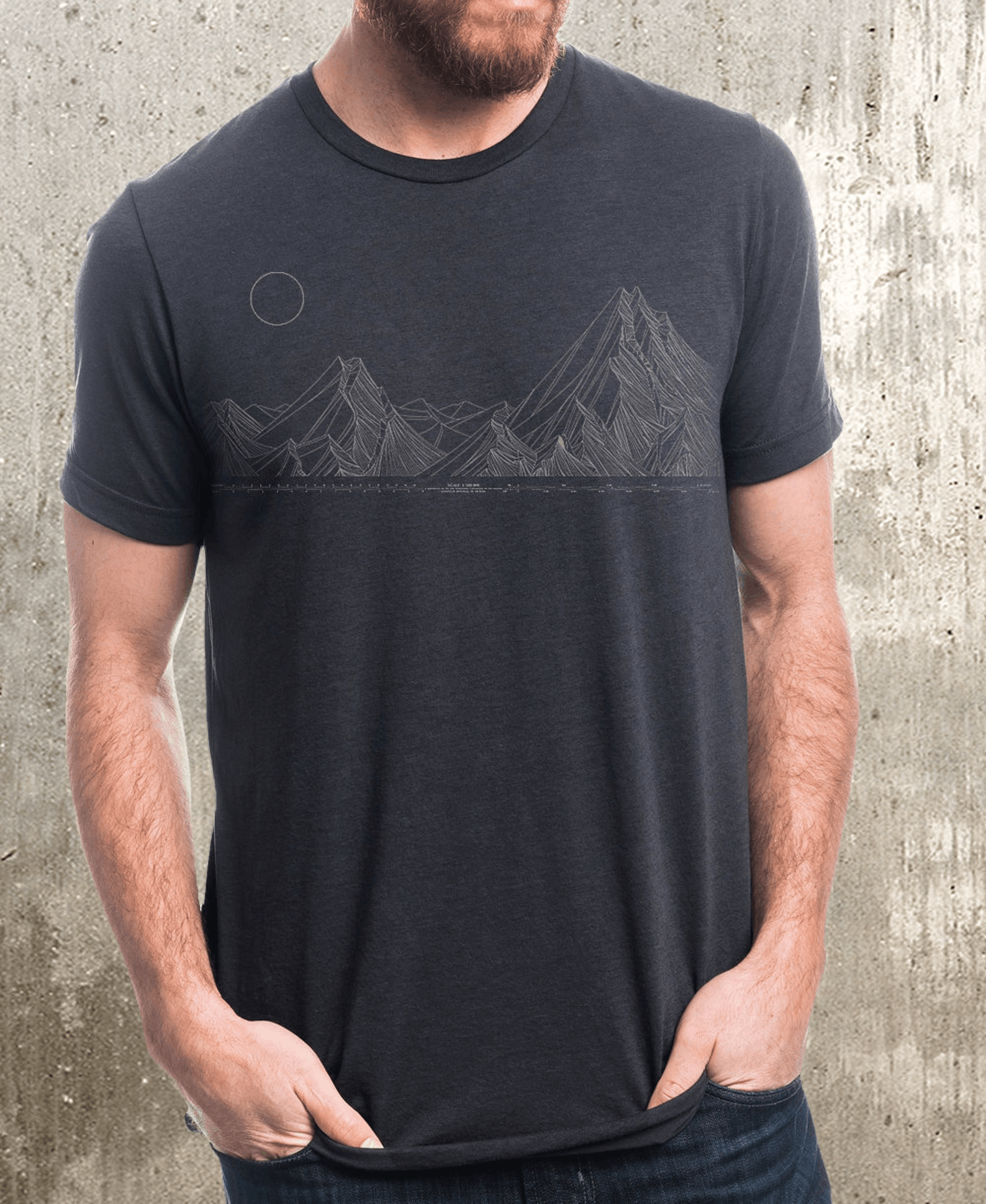 Designer × Vintage Men's Graphic Tee – Mountain Range Mapping Size US M / EU 48-50 / 2 - 1 Thumbnail
