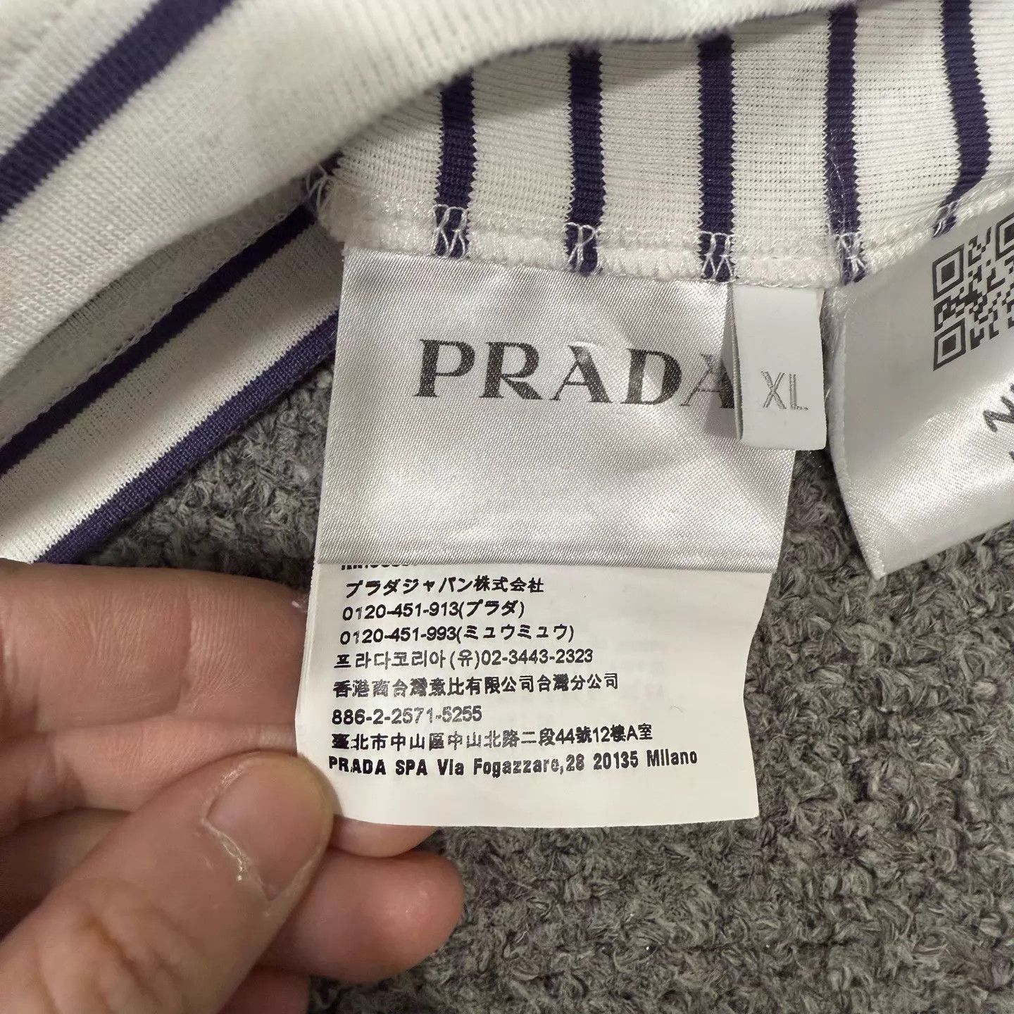 Prada Prada Striped Triangle Logo SS Tee XL 99New Size XL / US 12-14 / IT 48-50 - 4 Thumbnail