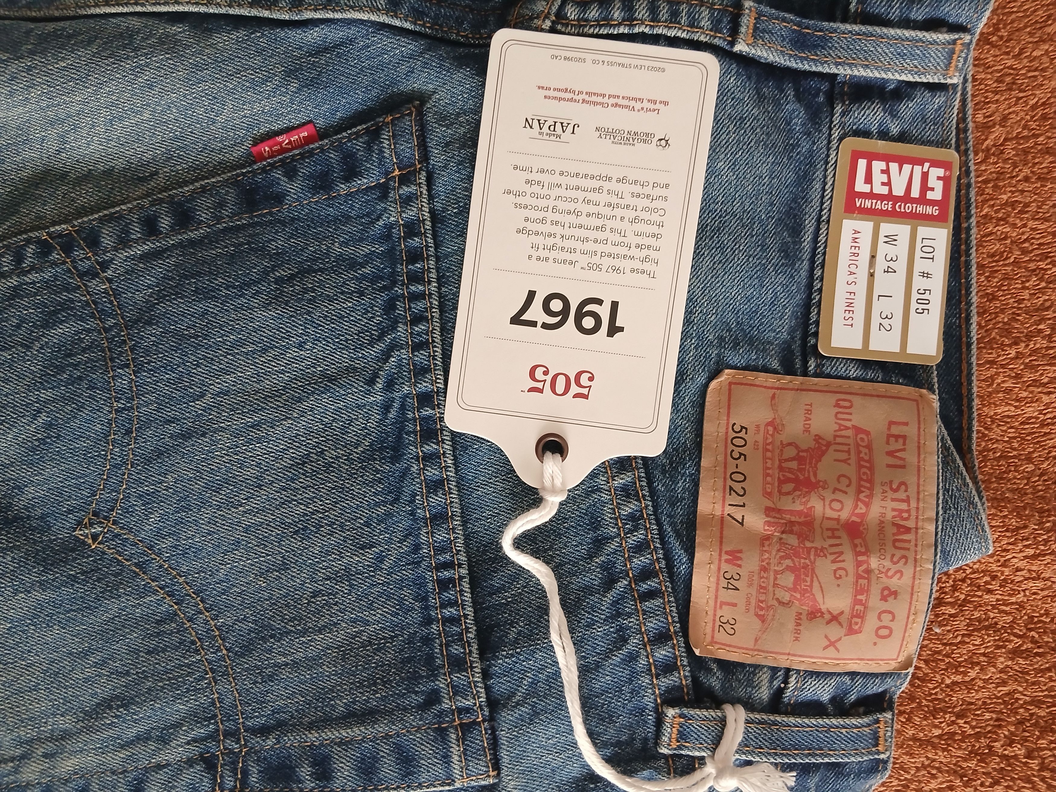 Levi's Vintage Clothing 1967 505® Regular Fit Selvedge Men's Jeans Size US 34 / EU 50 - 2 Thumbnail
