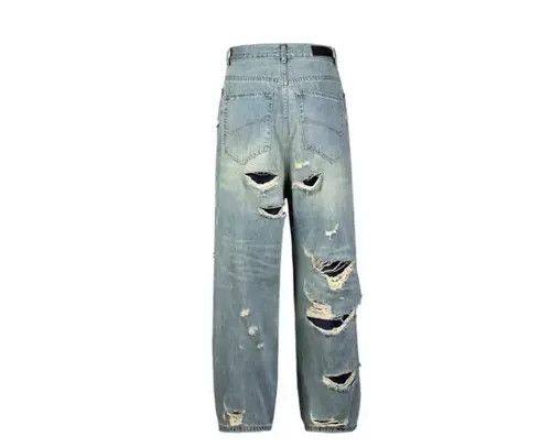 VIBE Retro washed distressed double layer large hole tassel jeans Size US 32 / EU 48 - 7 Thumbnail