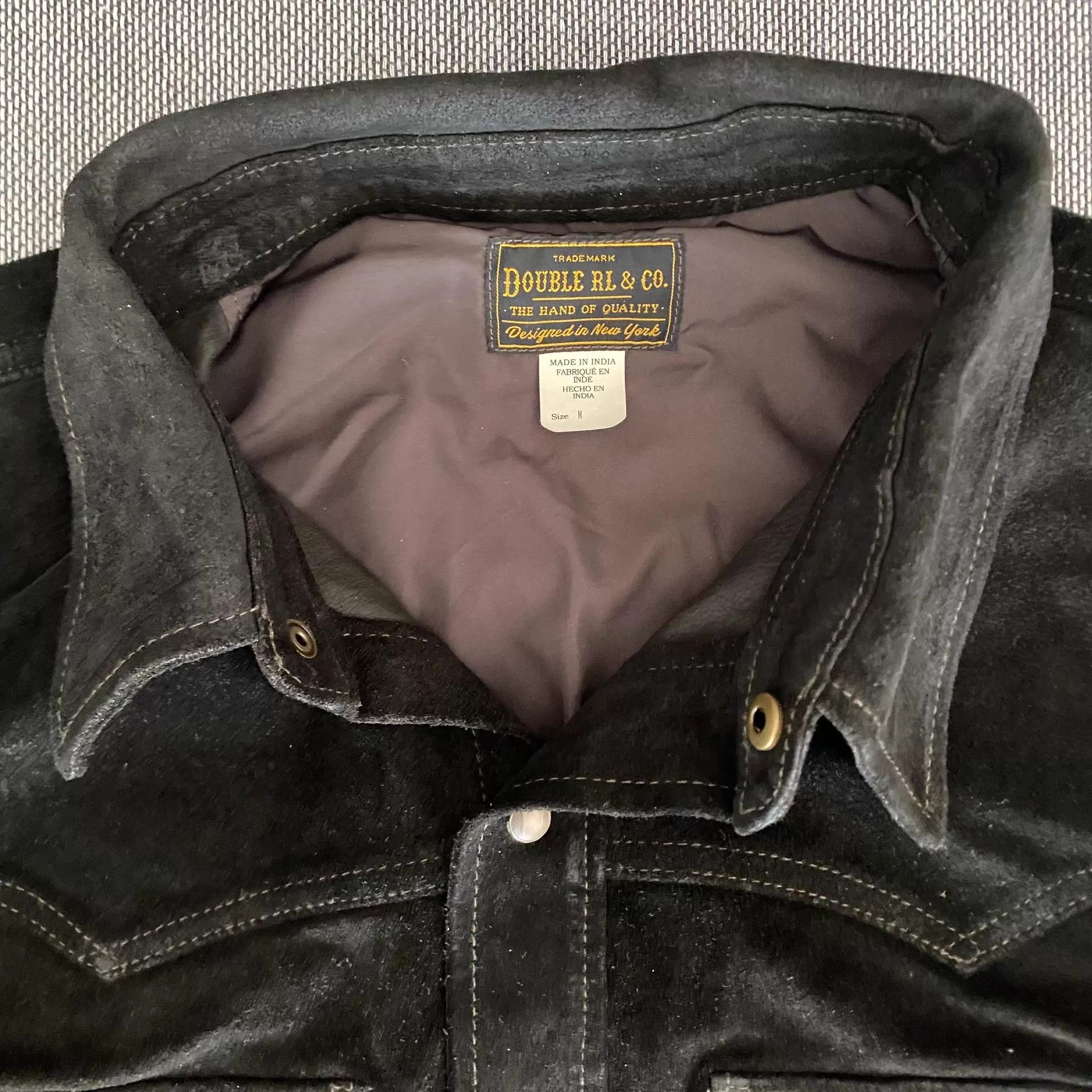 Polo Ralph Lauren RRL Vintage Western Nubuck Leather Shirt Black M Size US M / EU 48-50 / 2 - 3 Thumbnail