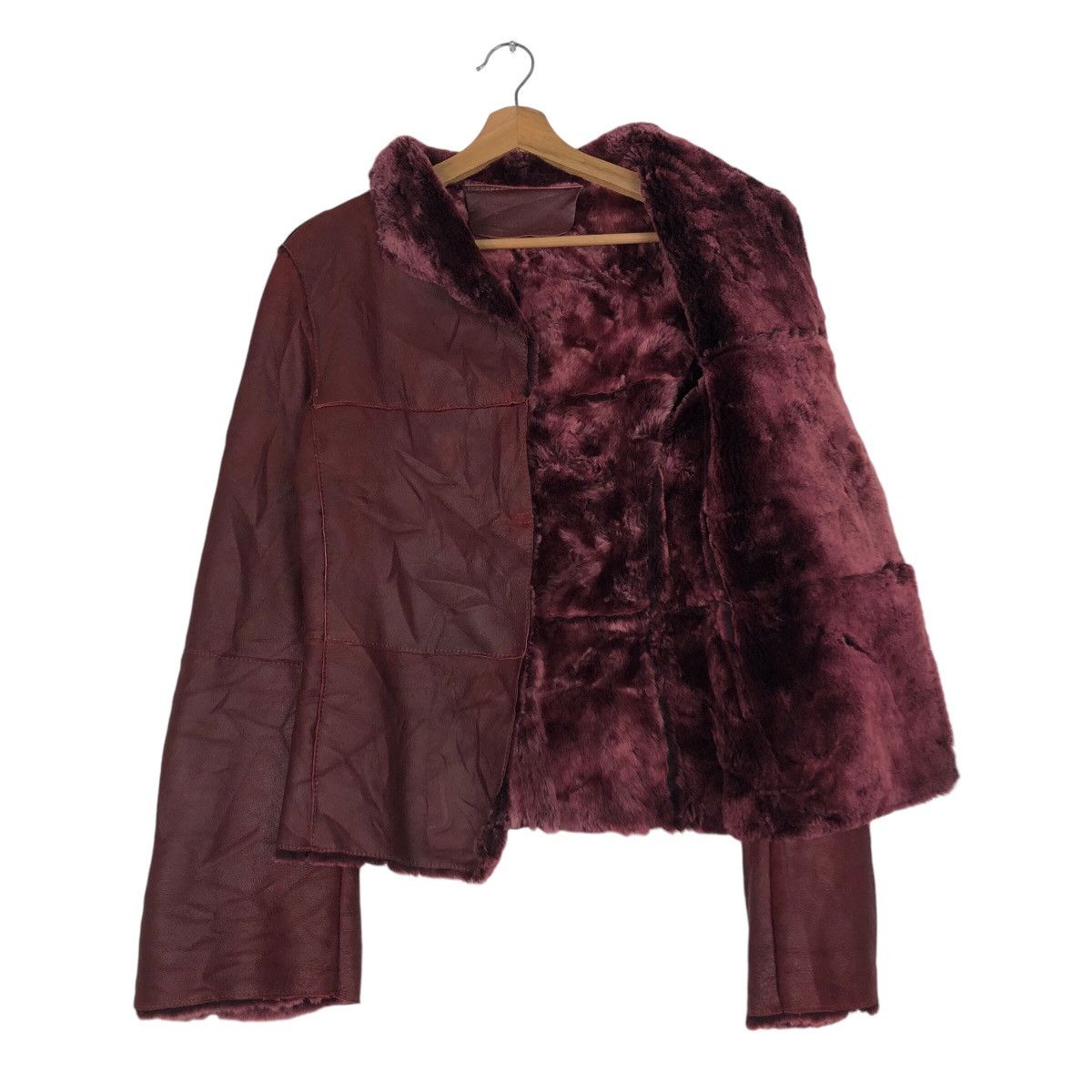 Vintage ITC Made in Italy Cropped Leather Jacket Mink Fur Shearling Size US M / EU 48-50 / 2 - 12 Thumbnail