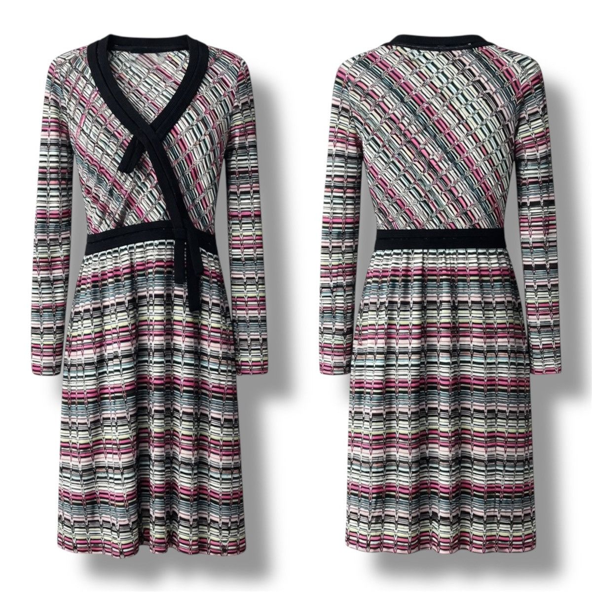 Missoni MISSONI WRAP KNIT ZIGZAG DRESS BLEND WOOL SLEEVE SIZE IT 42 Size M / US 6-8 / IT 42-44 - 2 Thumbnail