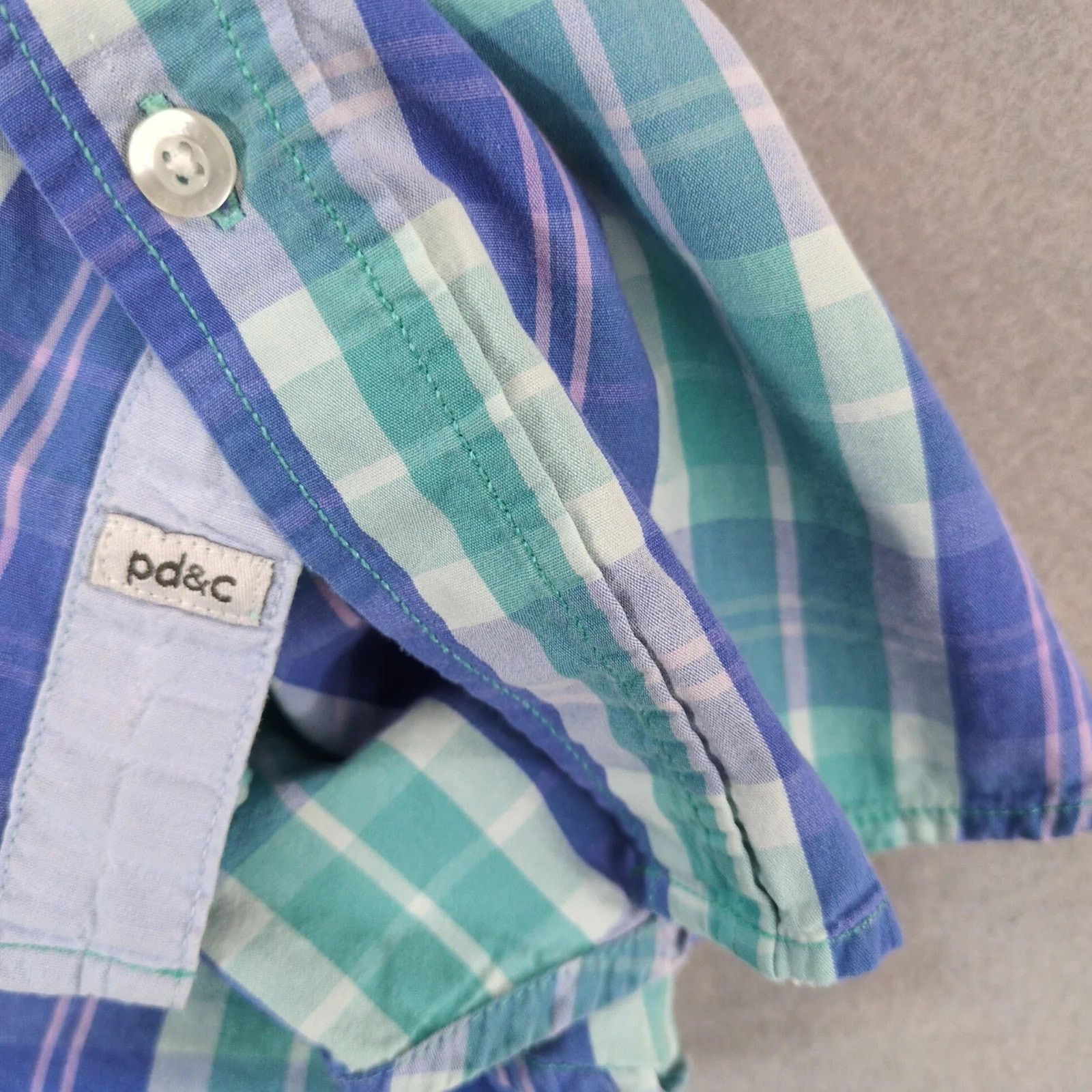 Paper Denim & Cloth PD&C Short Sleeve Button Up Shirt Men's L Blue Plaid Vtg Y2K Size US L / EU 52-54 / 3 - 6 Thumbnail
