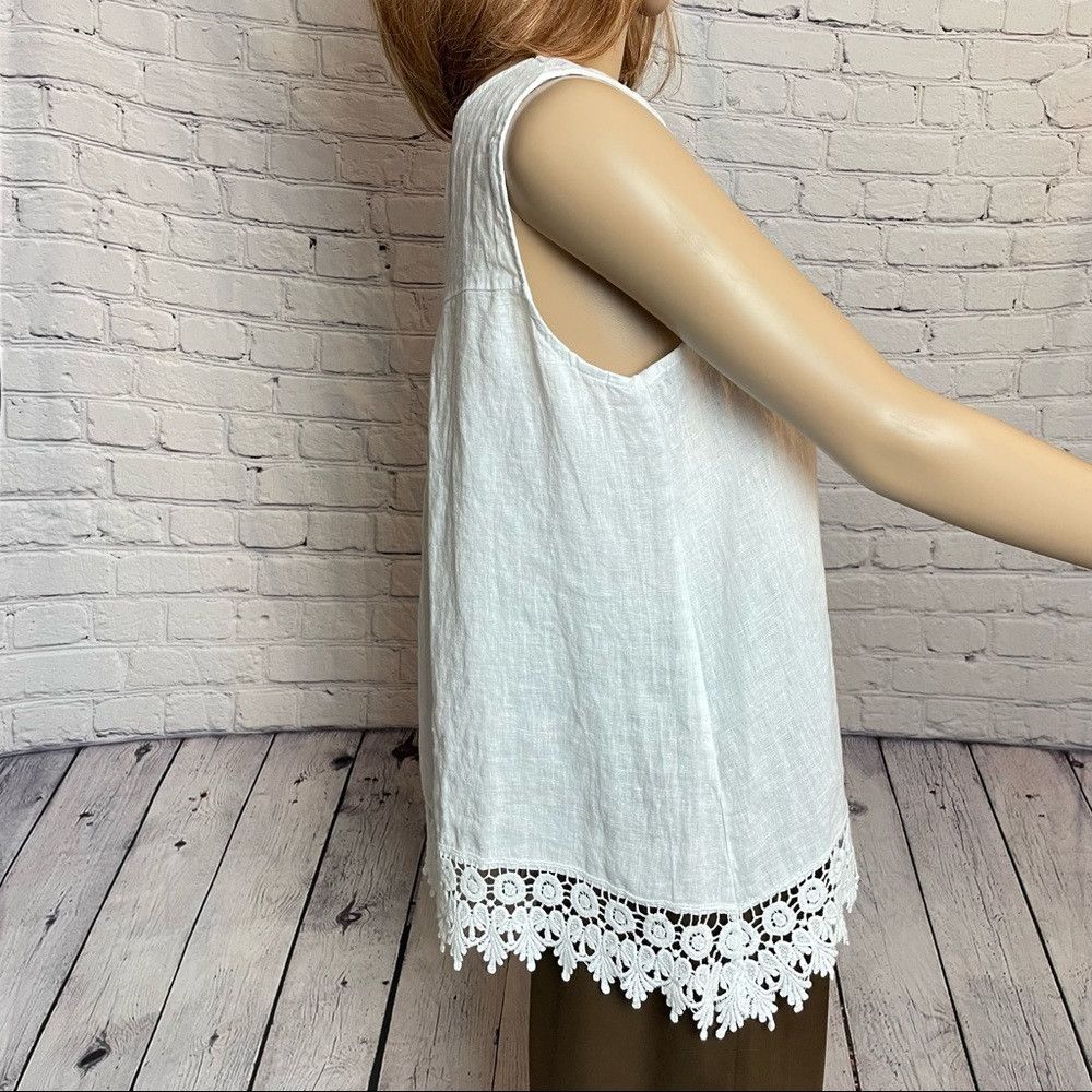 Other NWT New Terzo Millennio White Linen Eyelet Peplum Top Made Size S / US 4 / IT 40 - 3 Thumbnail