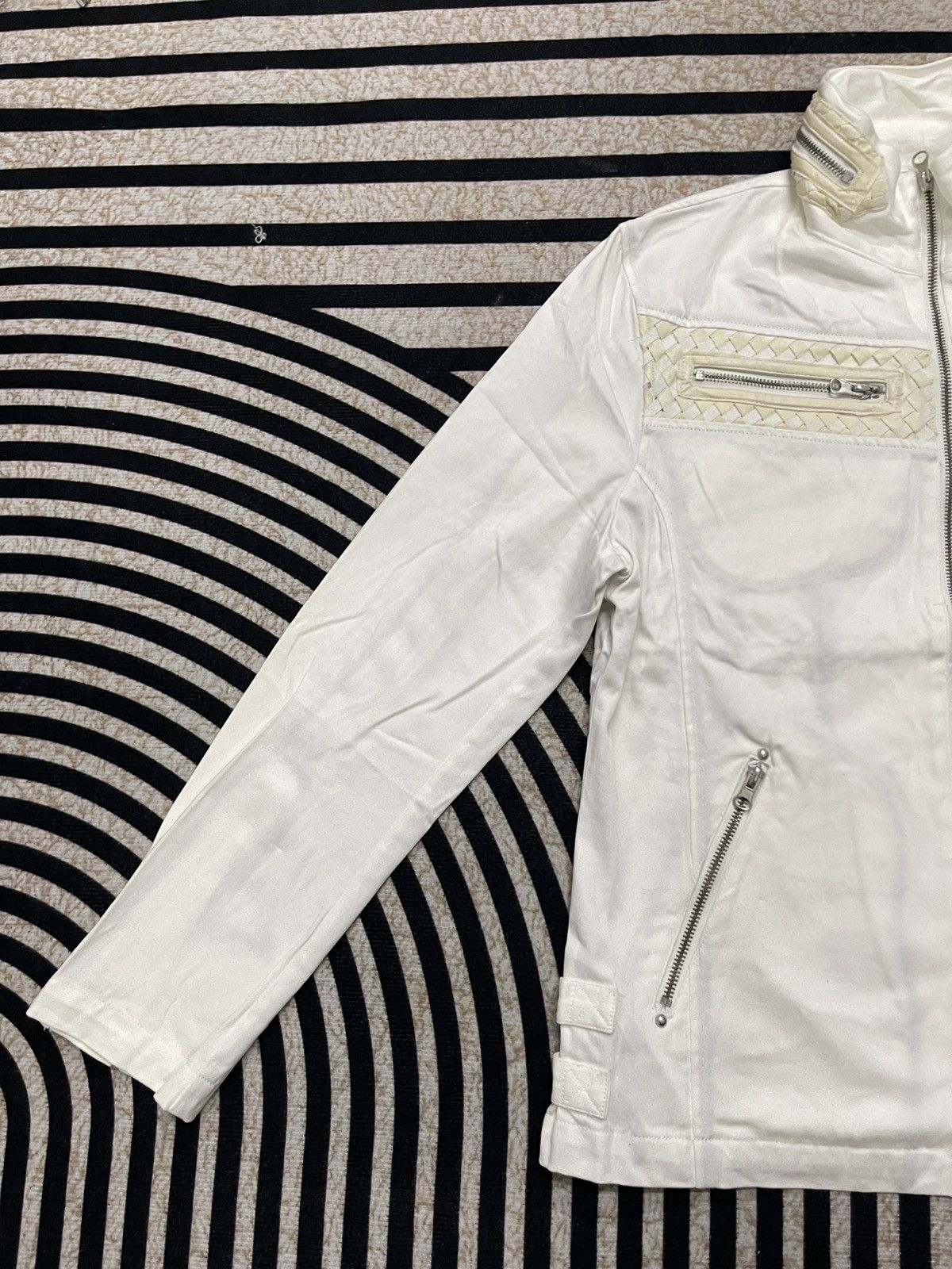 In The Attic 2000s IN THE ATTIC BIKER JACKET OFF WHITE COTTON Size US M / EU 48-50 / 2 - 5 Thumbnail