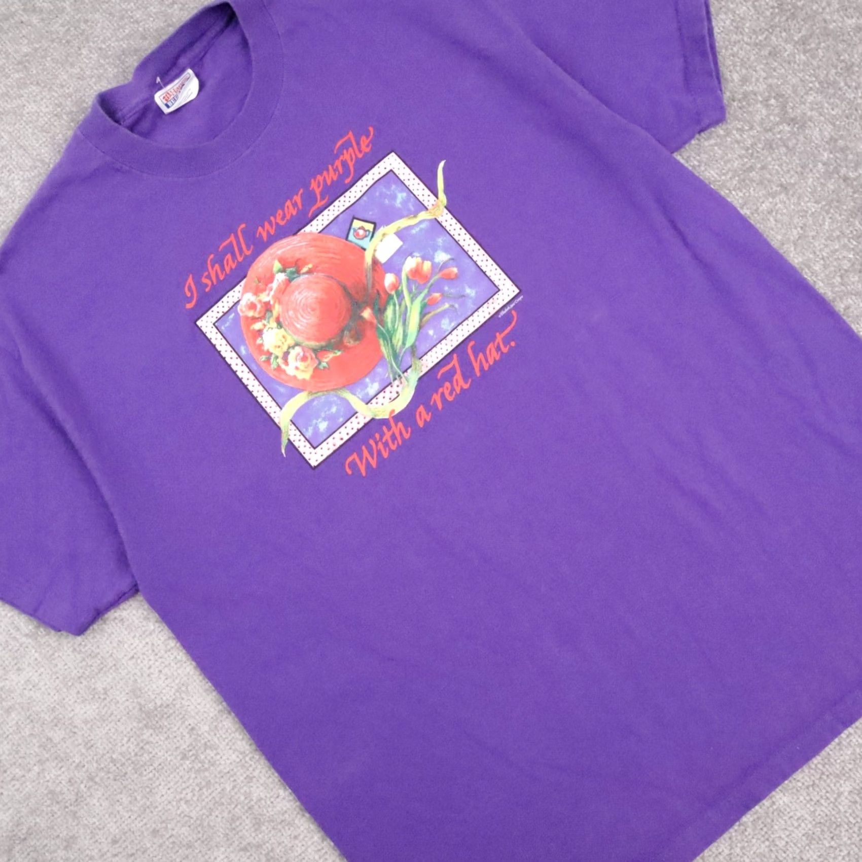 Vintage VINTAGE Purple Short Sleeve T-Shirt L Adult Purple Love Retro Size US L / EU 52-54 / 3 - 7 Thumbnail