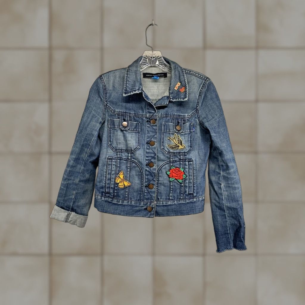 French Connection VINTAGE French Connection Women's Denim Jacket Casual Travel Basic Size 4 Blue Retro Size 27" / US 4 / IT 40 - 1 Thumbnail
