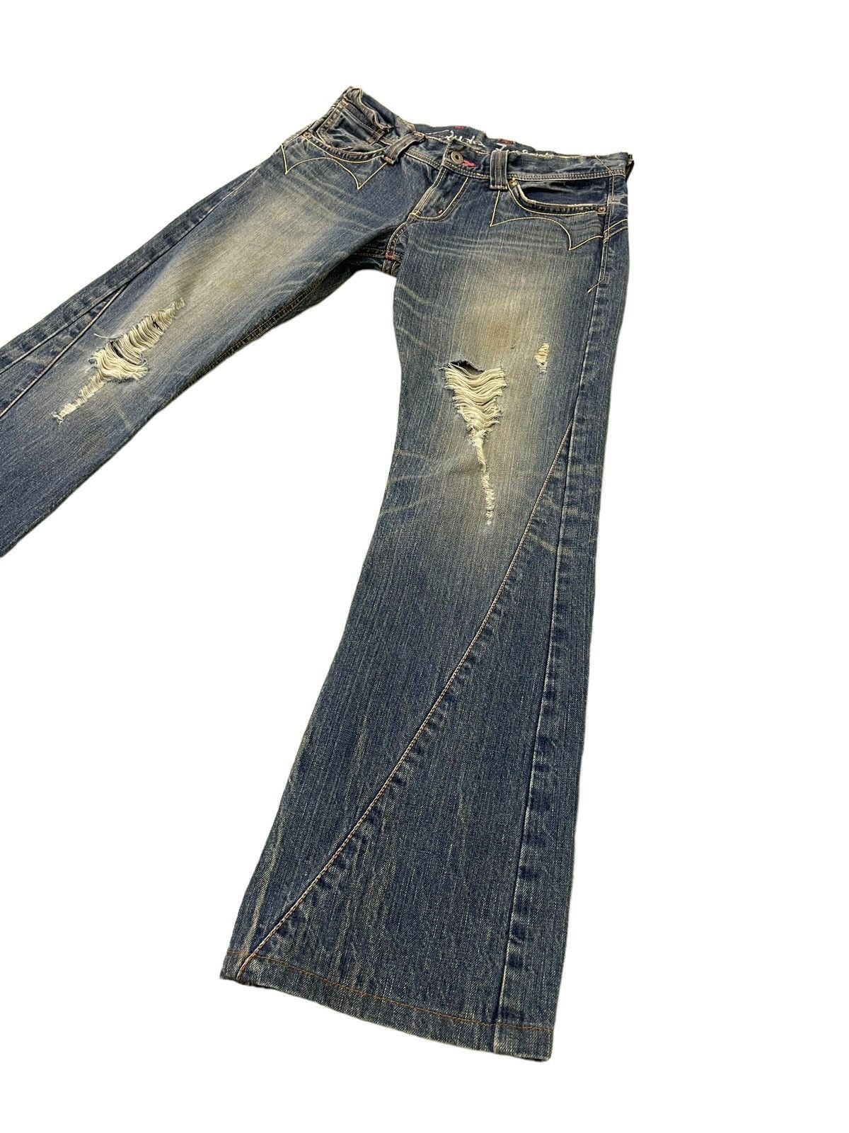 Edwin Flare Jeans Edwin Japan Faded Distres Low Rise Boot Cut 8🟦5 Size US 30 / EU 46 - 3 Thumbnail