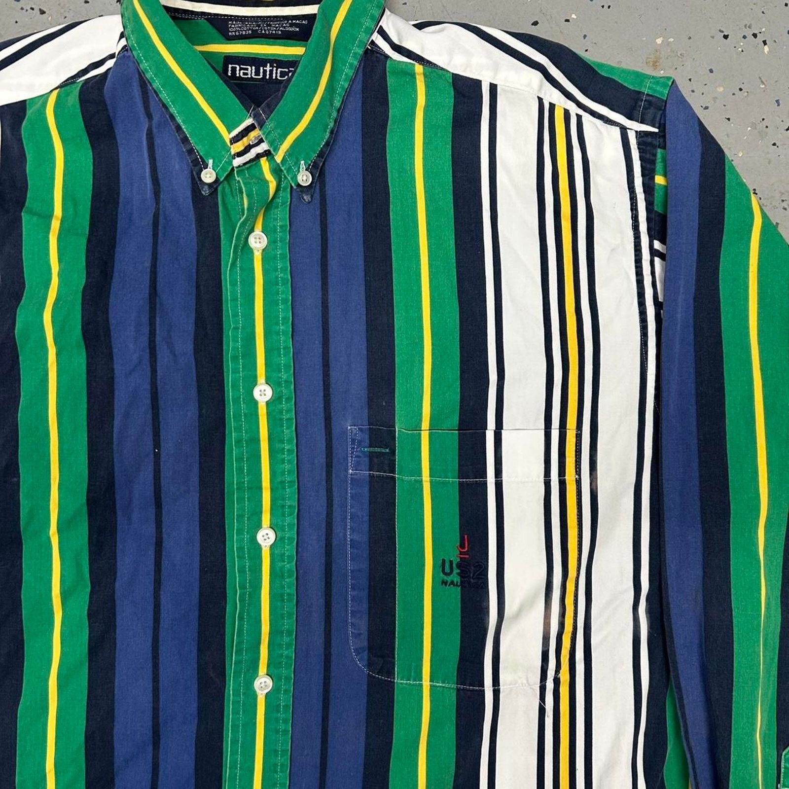 Nautica VTG/Y2K Nautica Green striped button-up long sleeve shirt Size US L / EU 52-54 / 3 - 2 Thumbnail