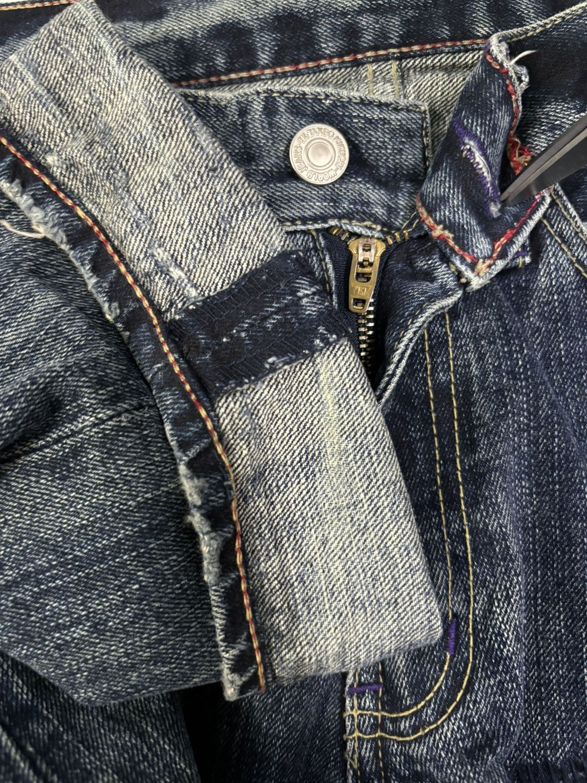 Number (N)ine Vintage Takeo Kikuchi Stitched Clawmark Loose Straight Jeans Size US 31 - 4 Thumbnail