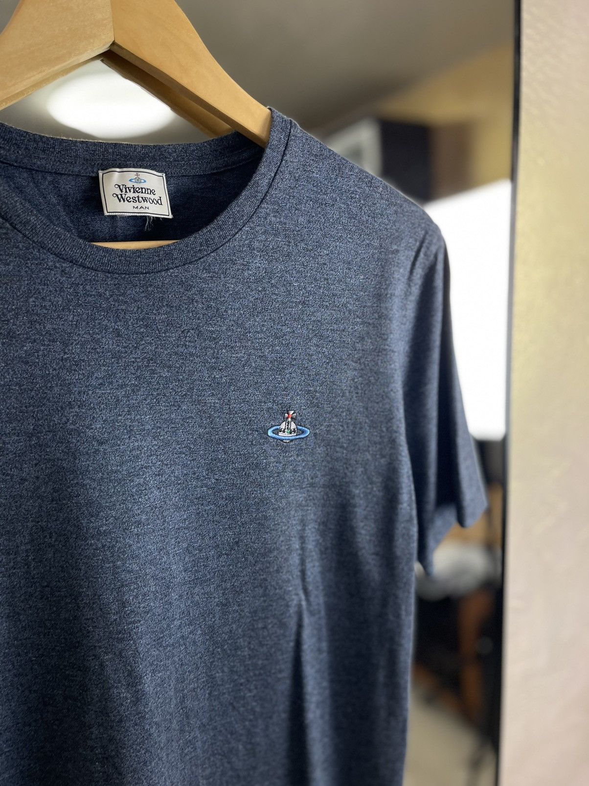 Vivienne Westwood Vivienne Westwood MAN Embroidered Orb Heather Navy Tee Size US L / EU 52-54 / 3 - 3 Thumbnail