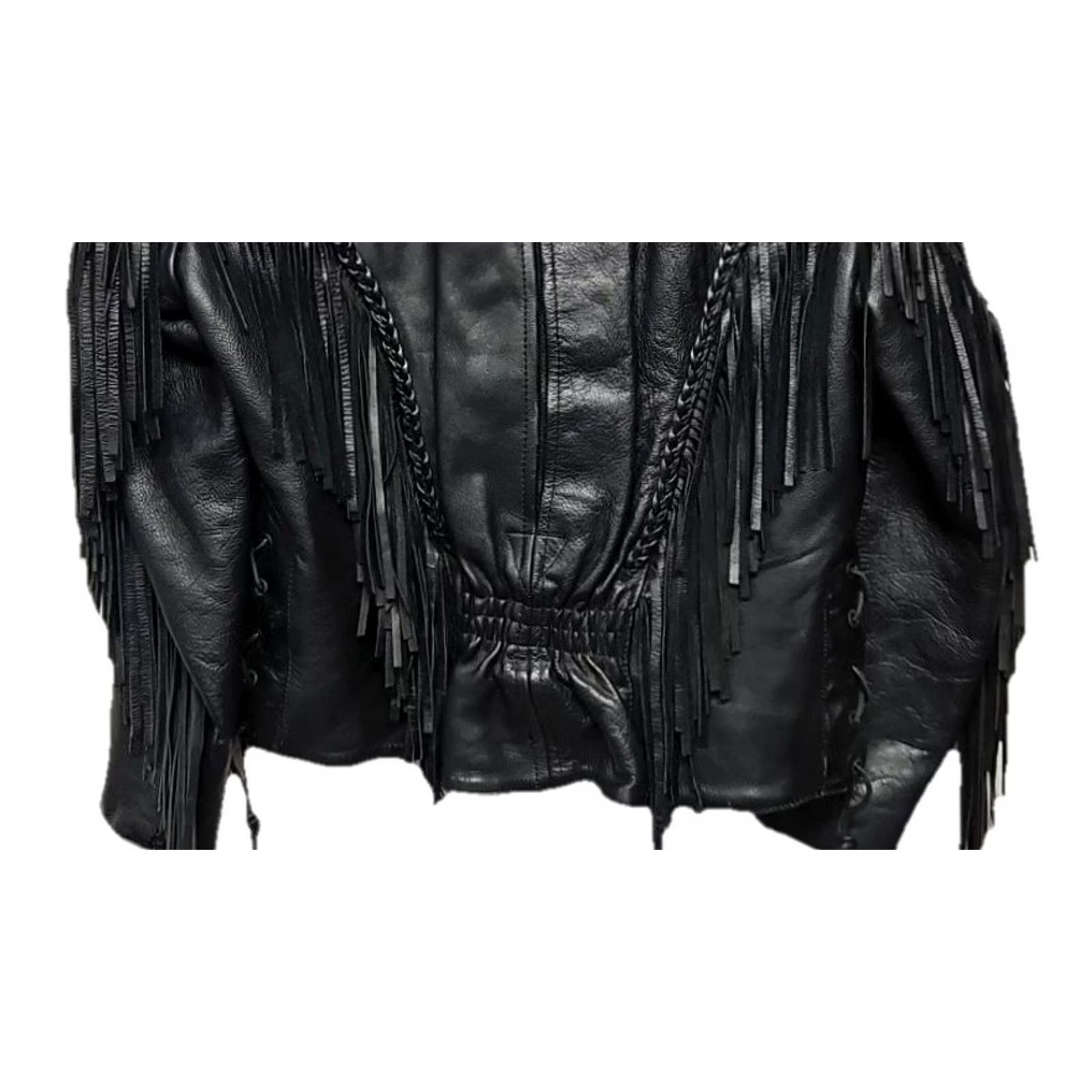 Harley Davidson Y2K Harley Davidson Women’s Leather Jacket Small Western Biker Fringe Black Zip Size S / US 4 / IT 40 - 7 Thumbnail