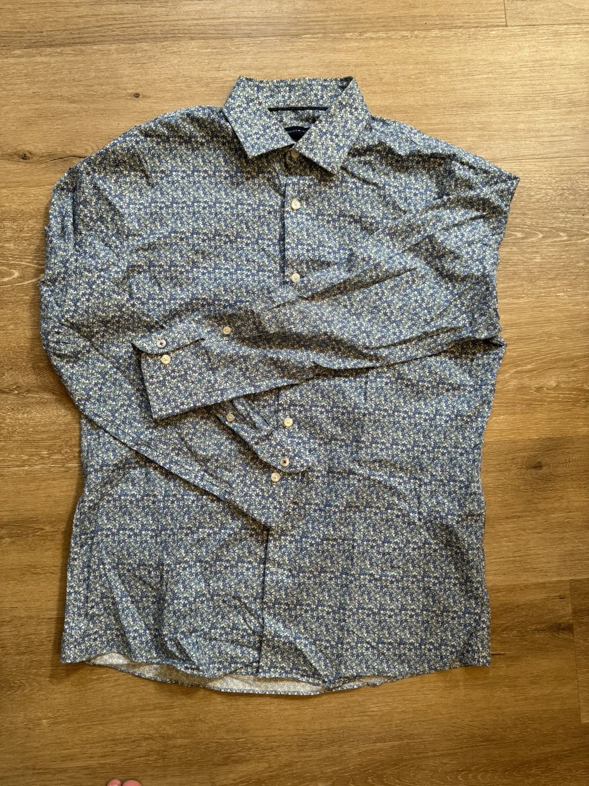 Tommy Hilfiger × Tommy Jeans × Vintage Floral All Over Print Tommy Button Up Dress Shirt Size US XL / EU 56 / 4 - 11 Thumbnail
