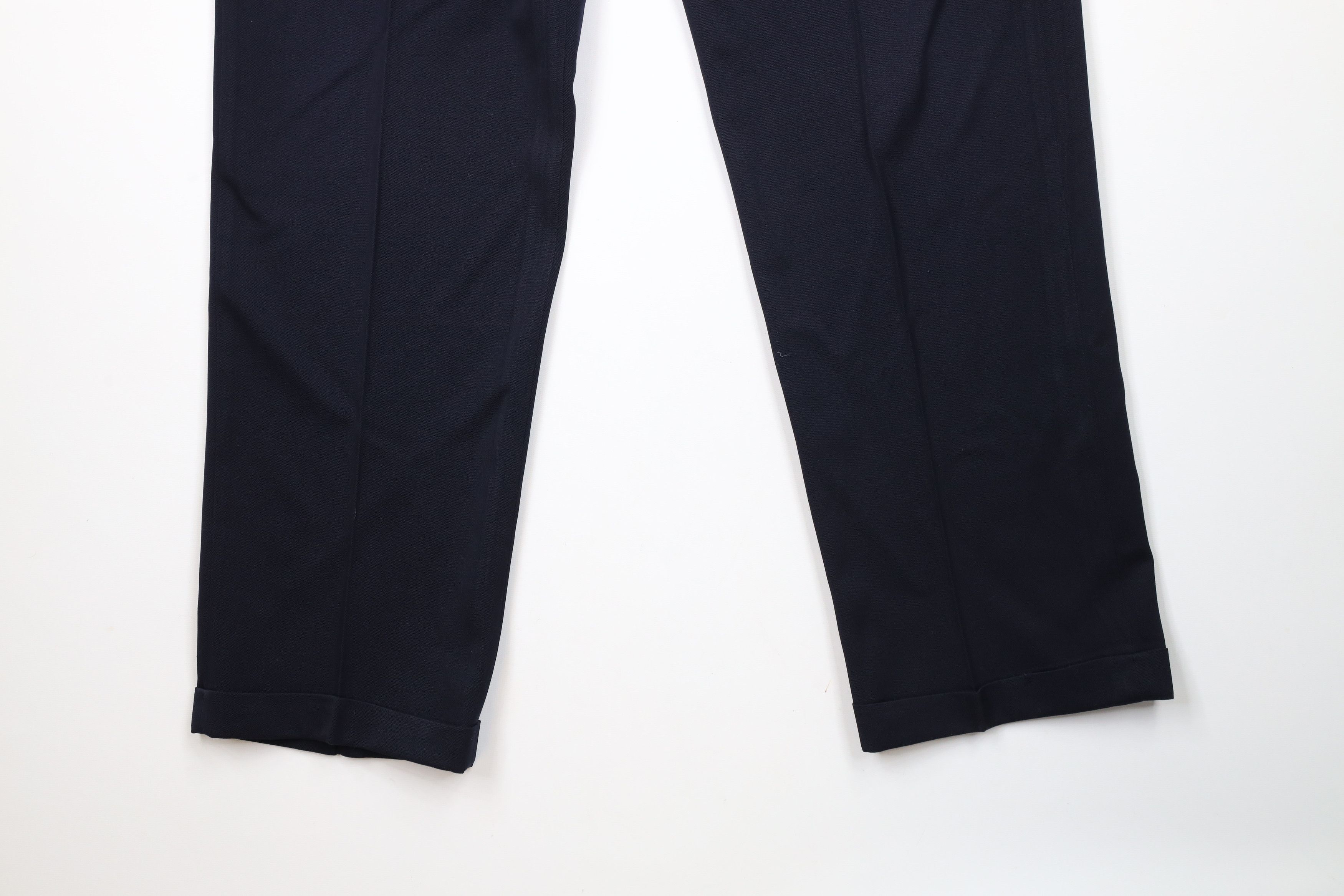 Lands' End × Vintage Vintage 90s Lands End Cuffed Wool Chino Pants Navy Blue USA Size US 36 / EU 52 - 4 Thumbnail