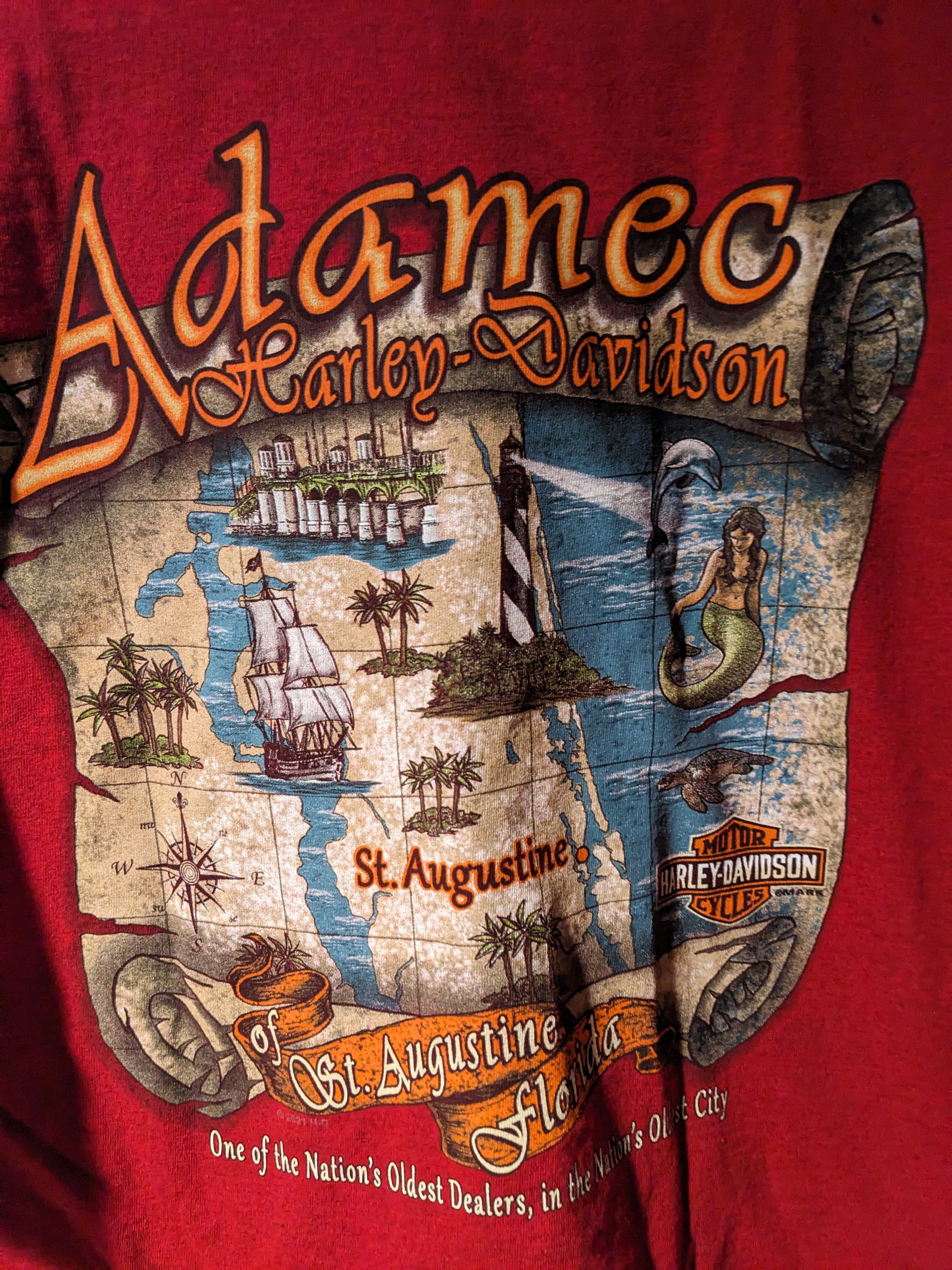 Harley Davidson × Vintage Harley Davidson Motorcycle St. Augustine Florida T-Shirt Size US XXL / EU 58 / 5 - 2 Thumbnail