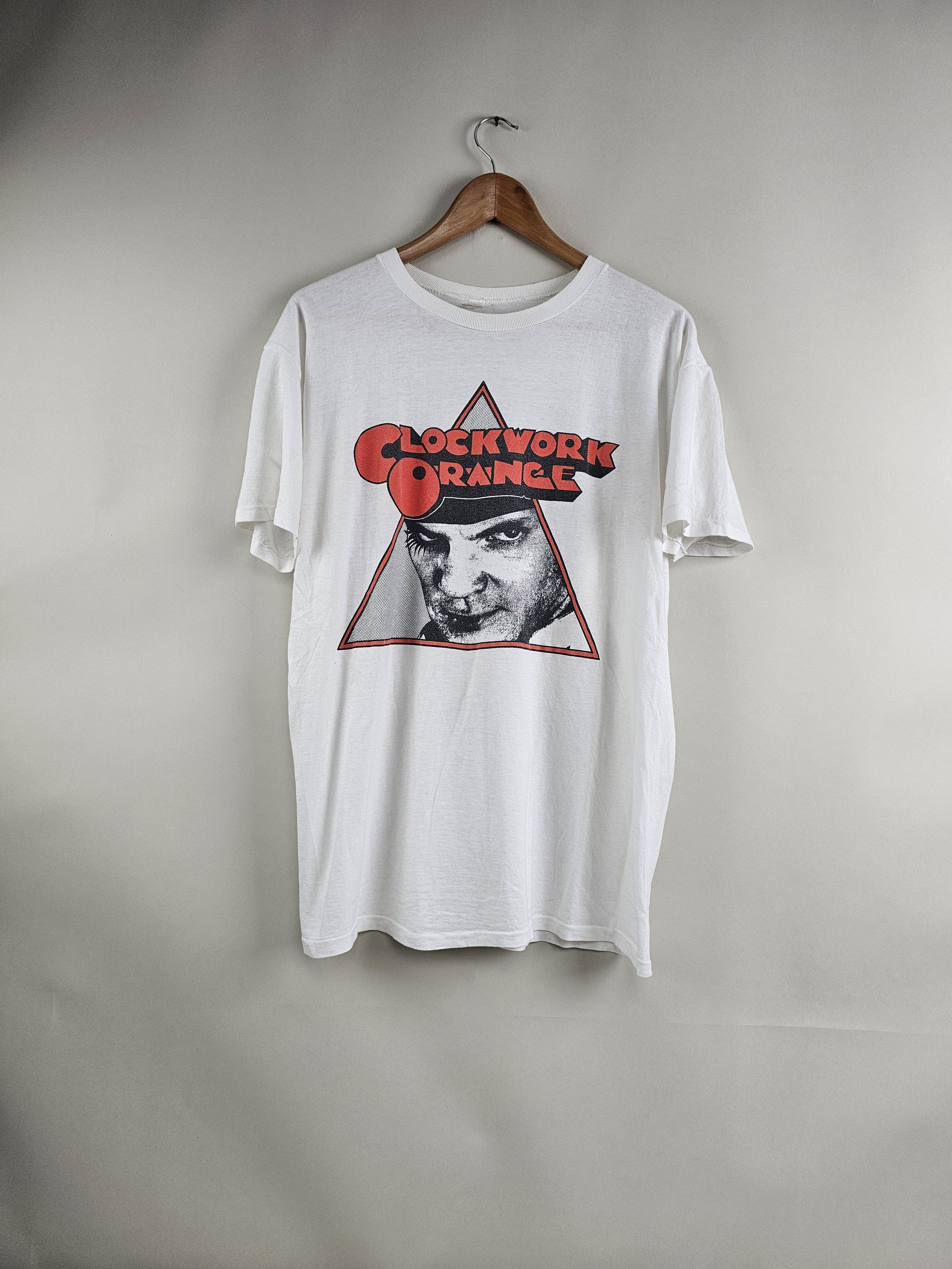 image of Band Tees x Movie 80's Clockwork Orange Stanley Kubrick Movie Tee XL 21.5" 28" in White, Men's