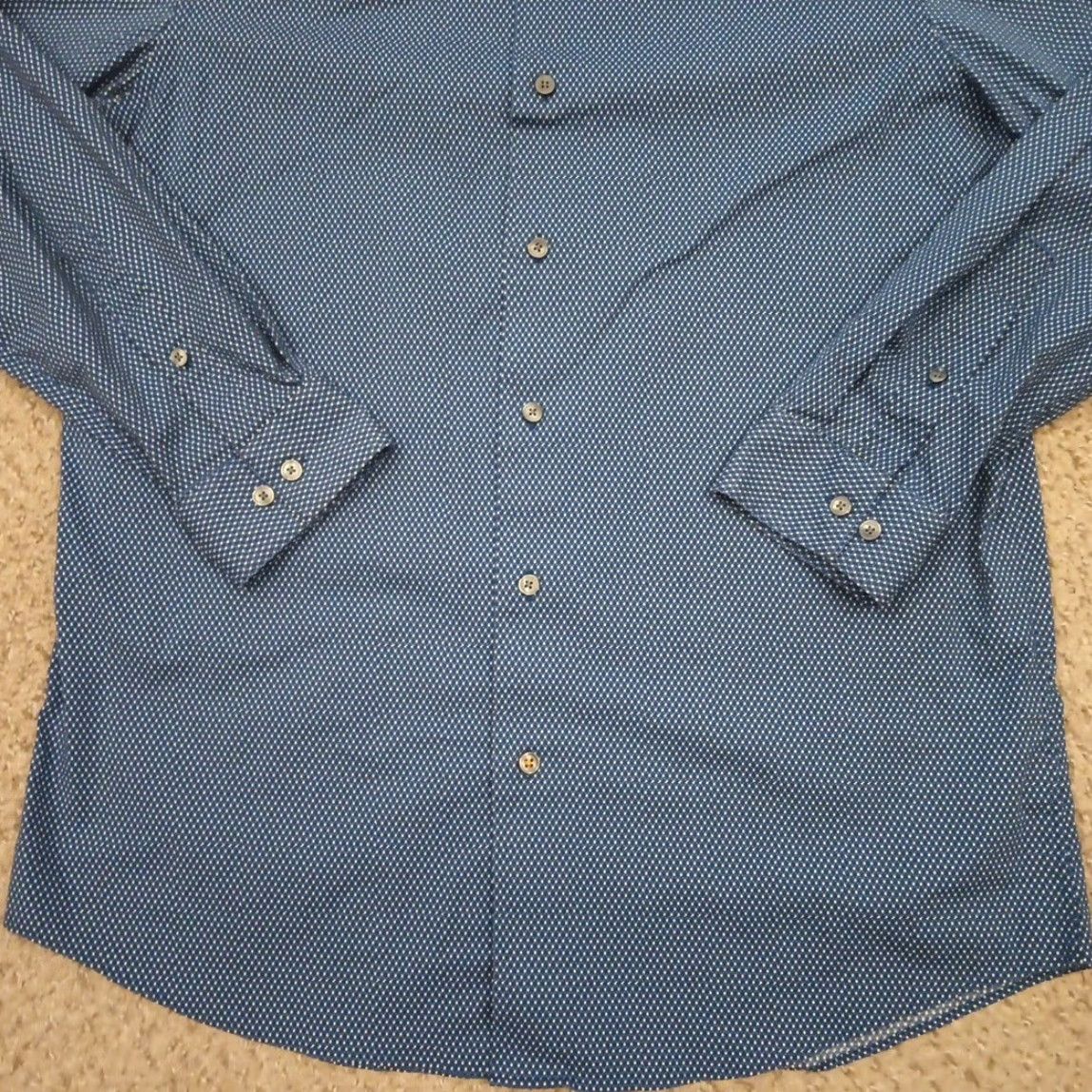 Apt. 9 Apt. 9 Shirt Mens 16.5 Slim Blue Geometric Long Sleeve Button Up Stretch Size US XL / EU 56 / 4 - 4 Thumbnail