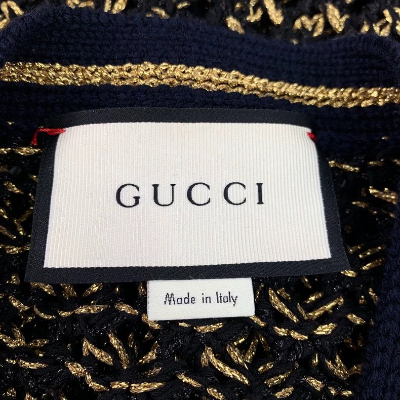 Gucci Gucci Color-blocking pearl buckle striped knitted cardigan Size US M / EU 48-50 / 2 - 6 Thumbnail