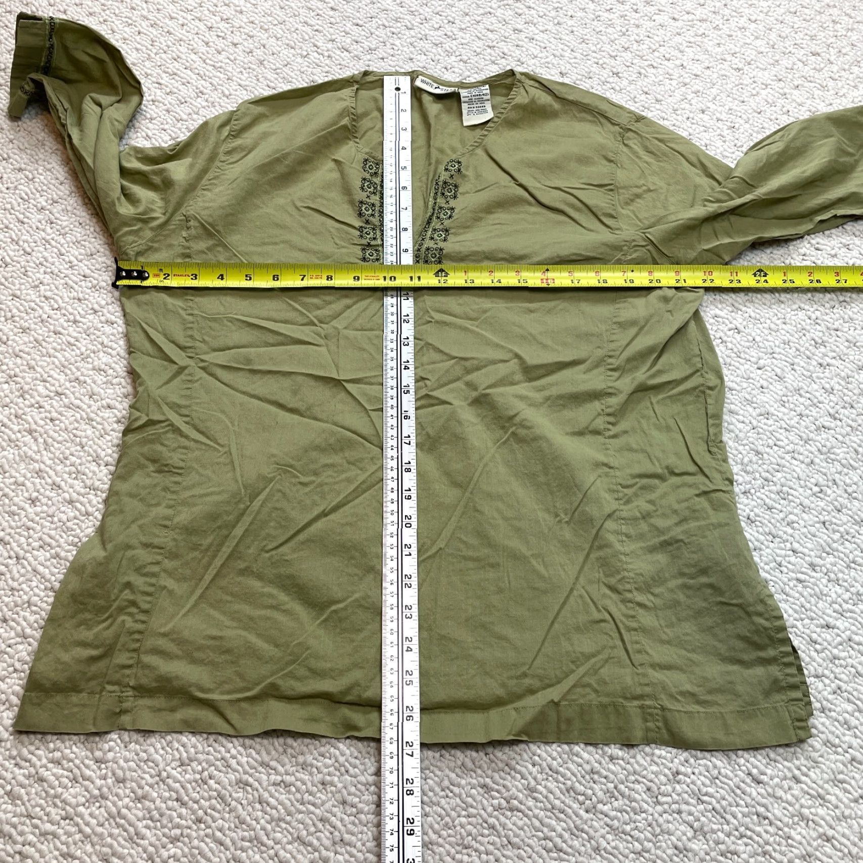 Vintage White Stag Shirt Womens XL 16/18 Cotton Split Neck Green Soft Top Long Sleeve Womens Size XL / US 12-14 / IT 48-50 - 5 Thumbnail