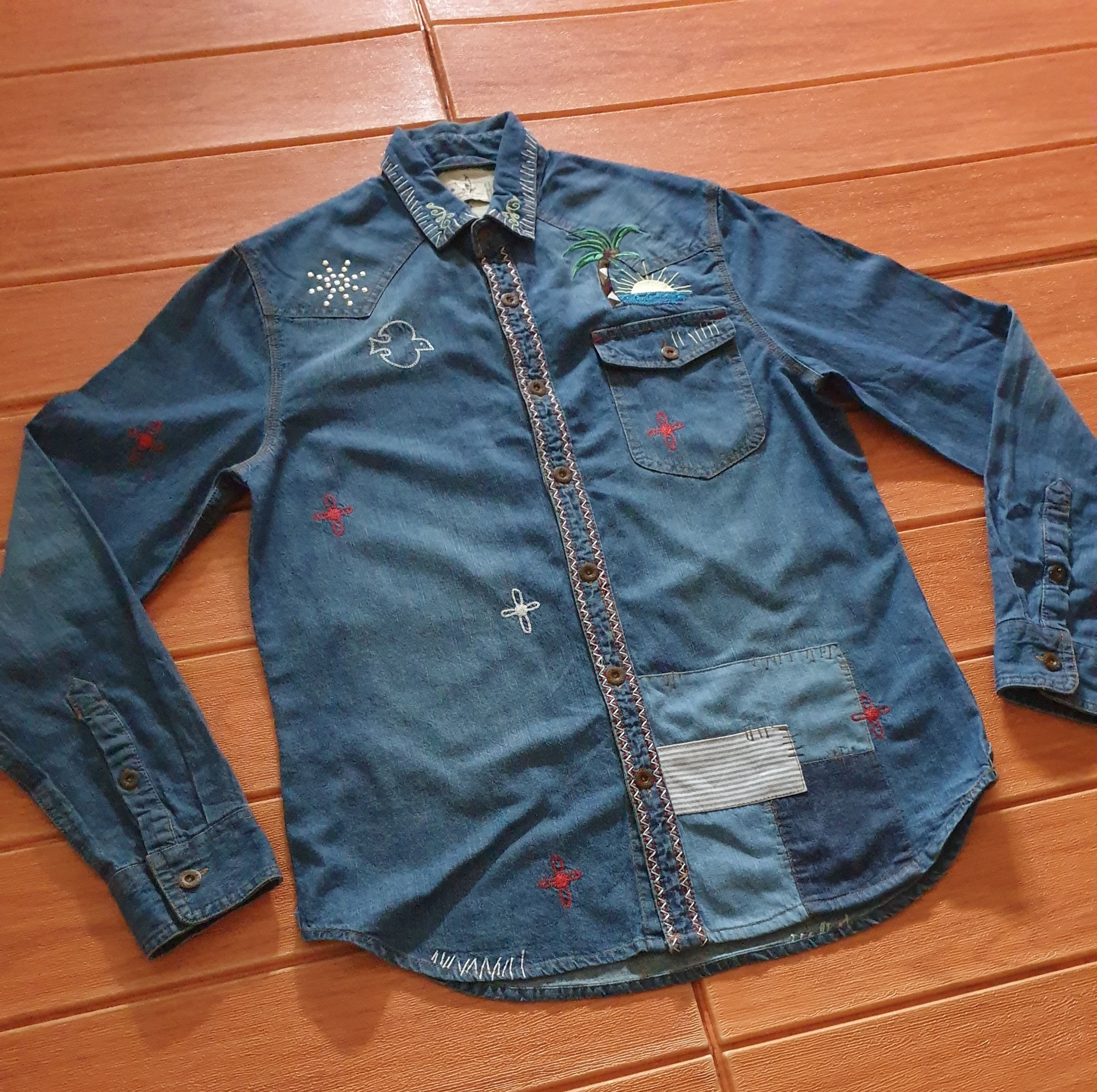 GRN Grn shashiko patchwork shirt Size US M / EU 48-50 / 2 - 5 Thumbnail