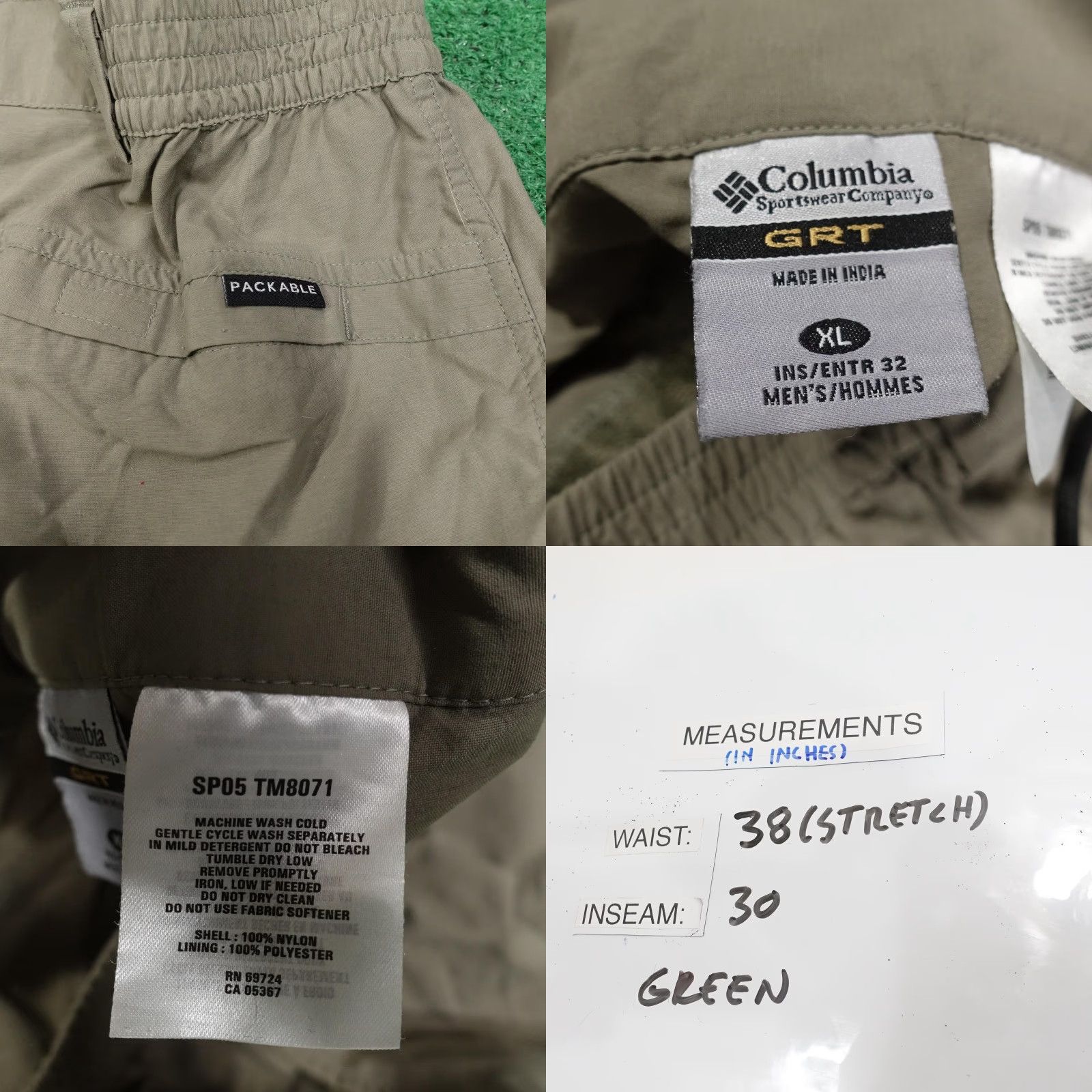 Vintage Columbia Pants Mens XL Green Convertible Cargo Hiking Packable Nylon Size US 36 / EU 52 - 8 Thumbnail