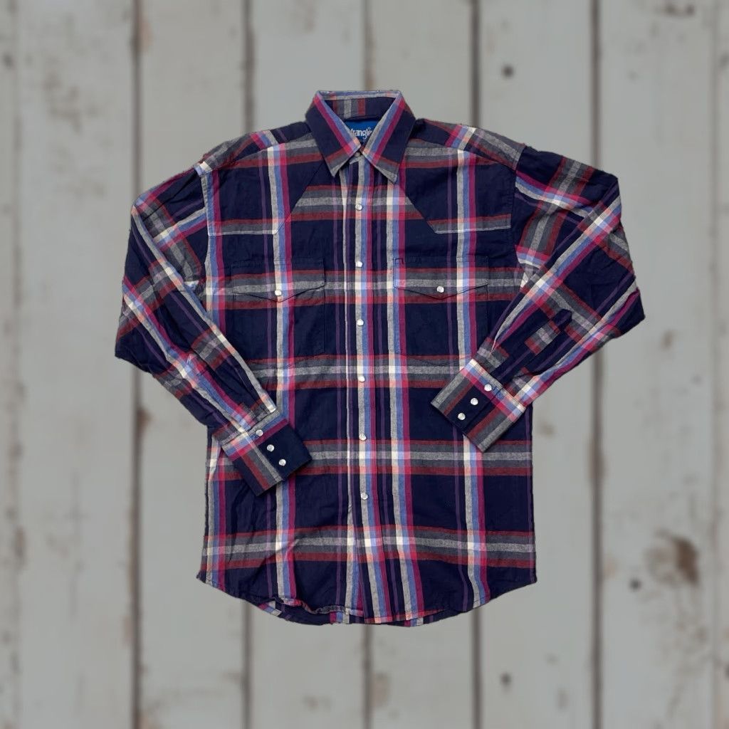 Wrangler VINTAGE Wrangler Western Pearl Snap Shirt Mens Small Purple Plaid Long Sleeve Button-Up Size US S / EU 44-46 / 1 - 1 Thumbnail
