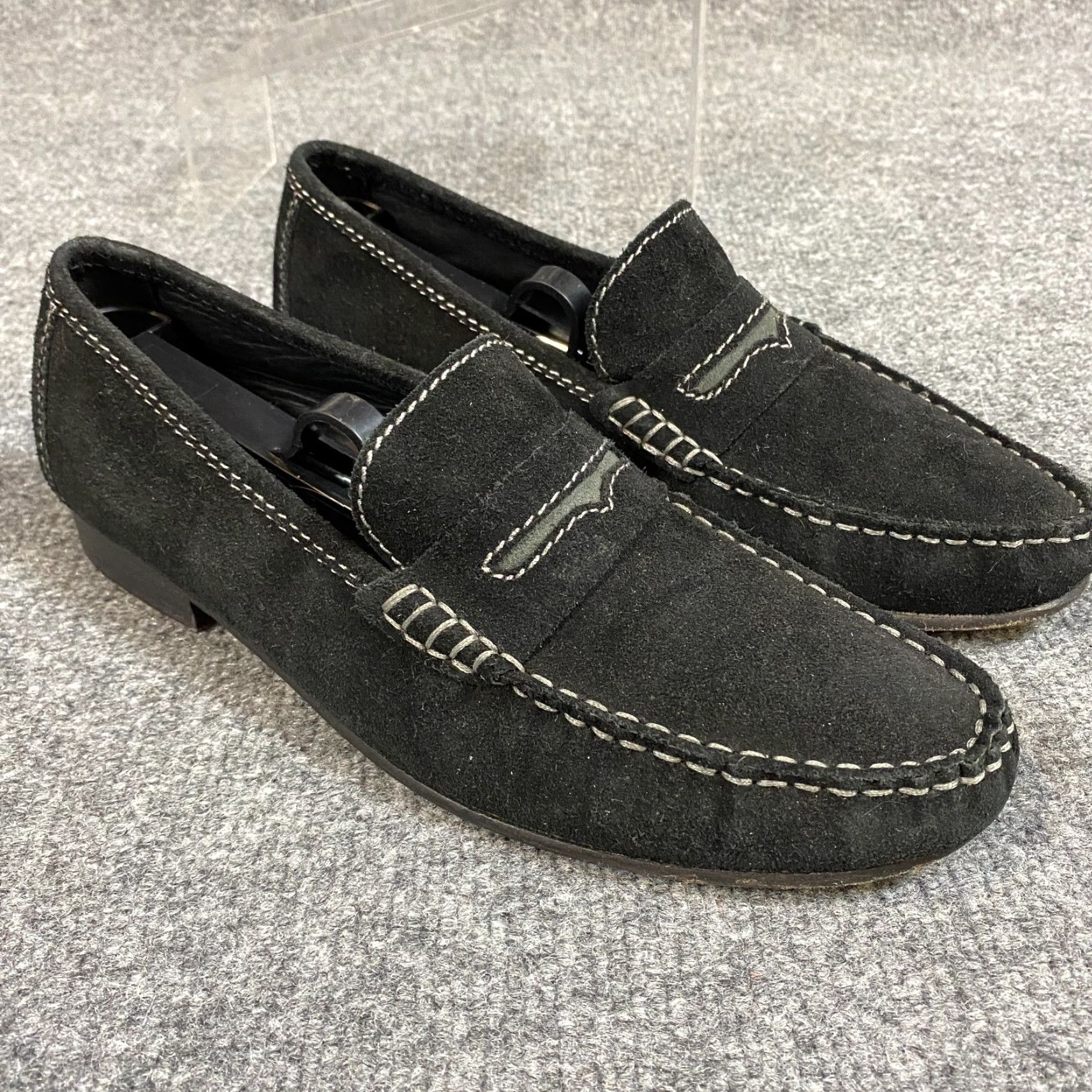 Penn Michael Shannon 7.5 Loafers Black Suede Penny Slip On Leather Upper Leather Lining Insole Outsole Men Casual Shoes Size US 8 / EU 41 - 3 Thumbnail